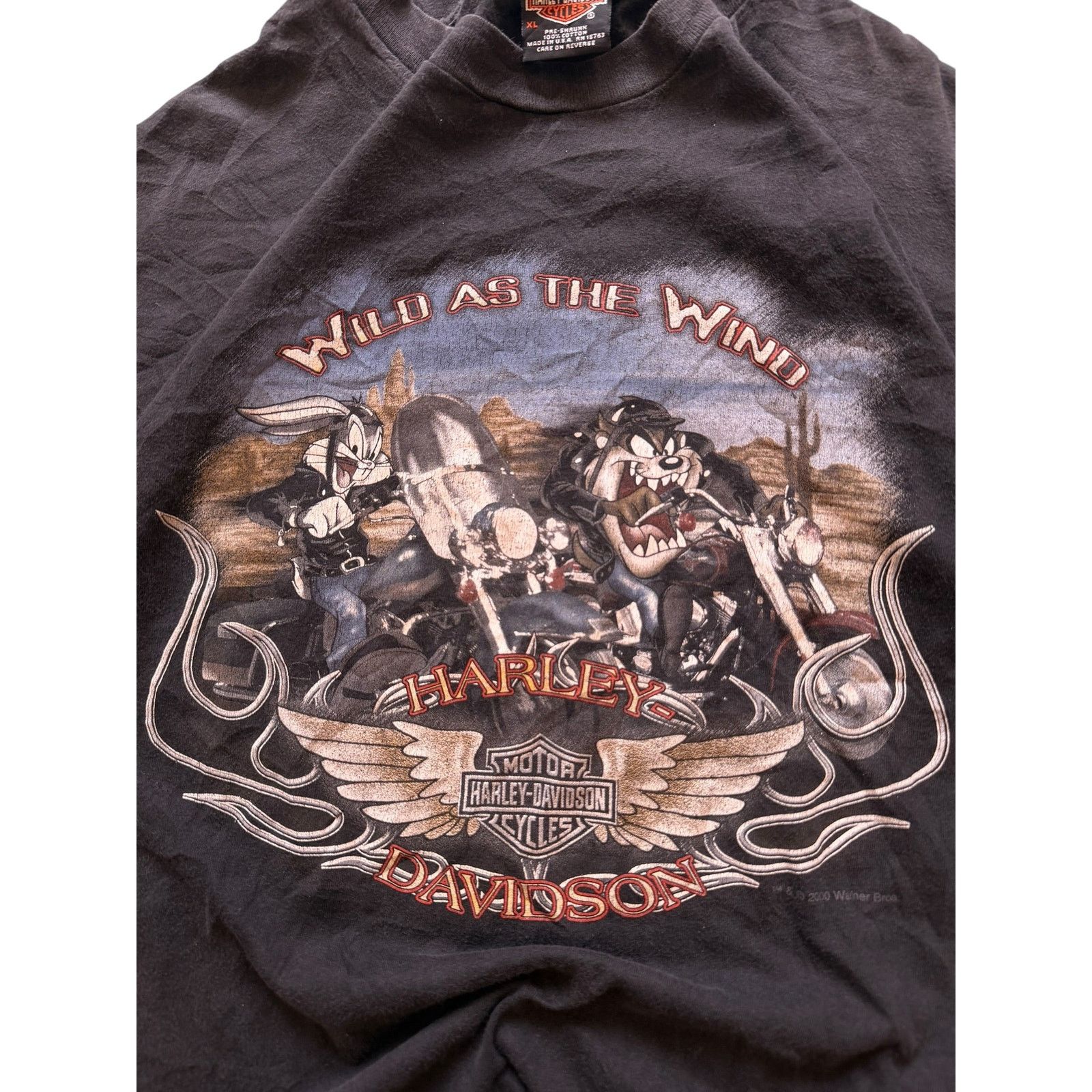 Vintage Vintage Looney Tunes "Wild as the Wind" Harley-Davidson Tee Size US L / EU 52-54 / 3 - 3 Thumbnail