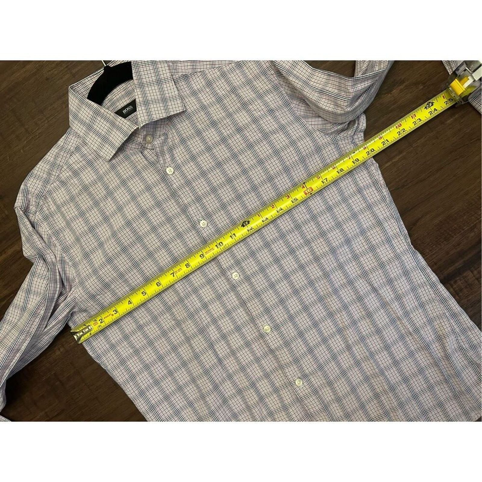 Hugo Boss Hugo Boss Button-Down Pink Blue Check Shirt, Sz Medium Size US M / EU 48-50 / 2 - 6 Thumbnail