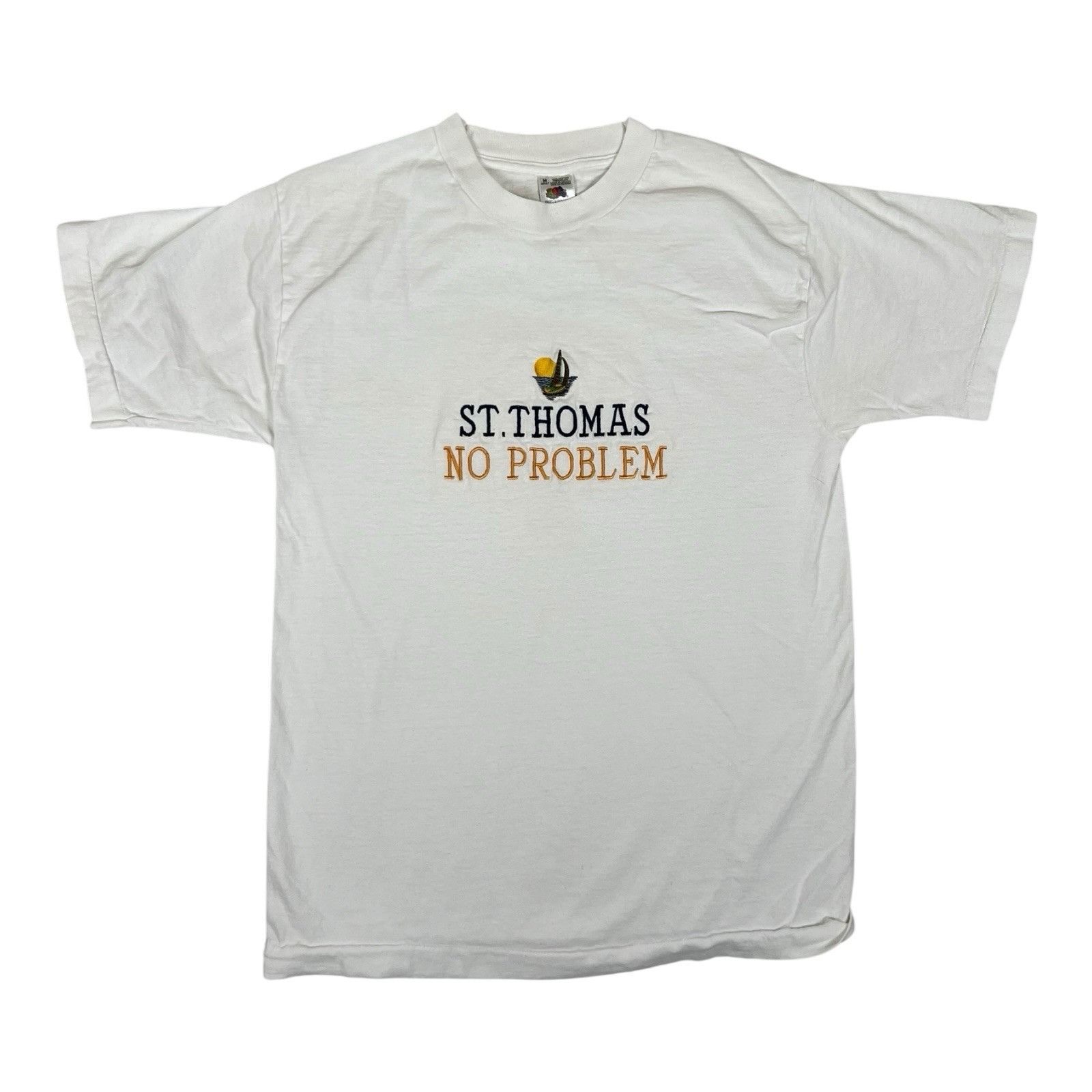 Fruit Of The Loom Vintage St Thomas T-Shirt “No Problem” Sail Boat Embroidery Size US M / EU 48-50 / 2 - 1 Thumbnail