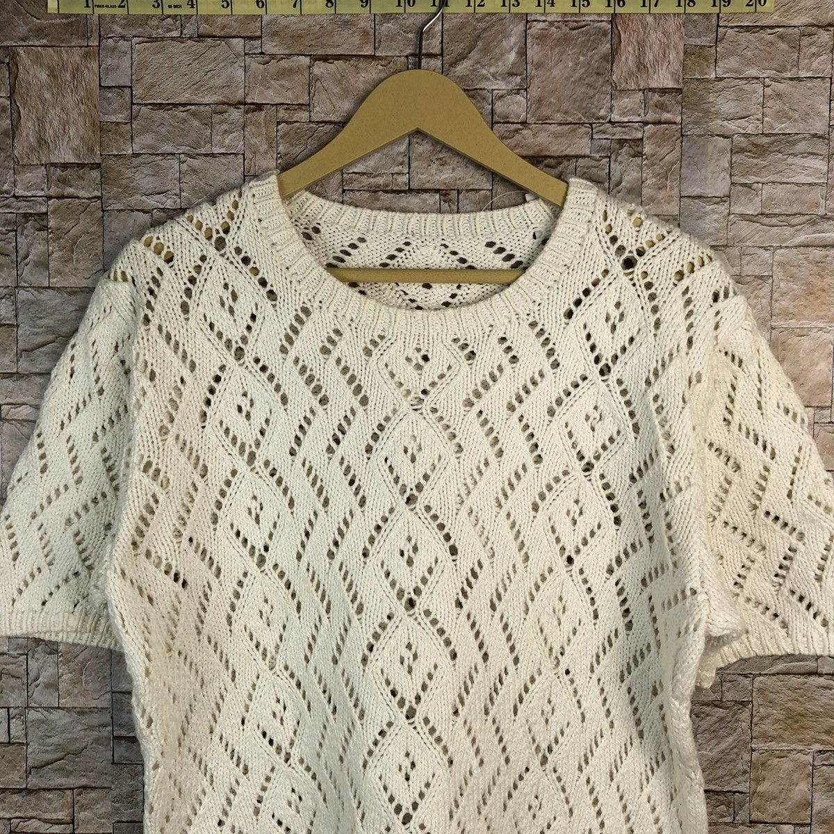 Japanese Brand × Vintage Japanese Brand White crochet mesh net Knitwear #A857 Size S / US 4 / IT 40 - 5 Thumbnail