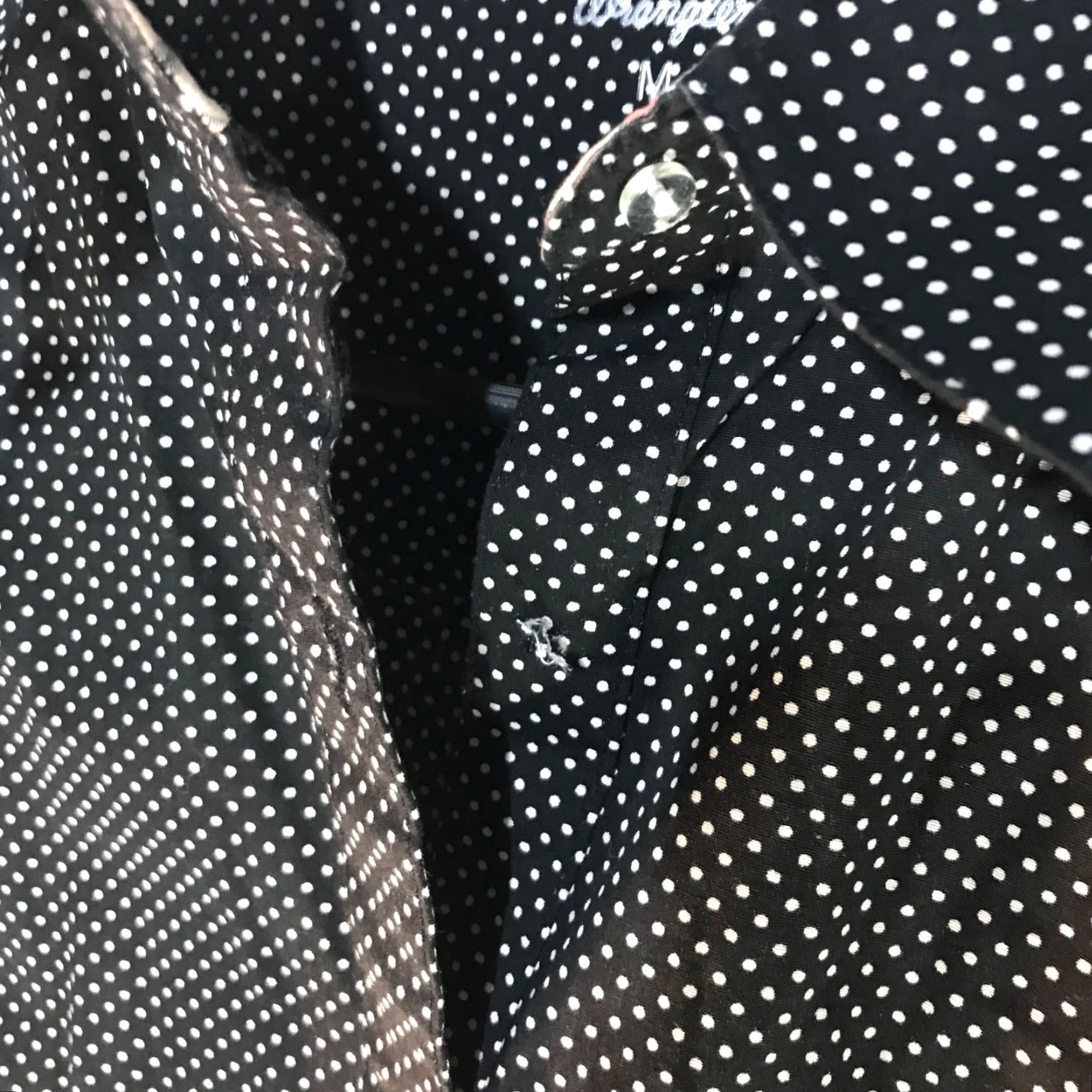 Wrangler VINTAGE Wrangler George Strait For Her Womens Casual Long Sleeve Cotton Spandex Button-Up Shirt Black White Polka Dots Size M Size M / US 6-8 / IT 42-44 - 2 Thumbnail
