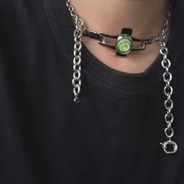 Jewelry Cyber Punk Green Chain New Wave Alien Goth Mech Necklace Size ONE SIZE - 1 Thumbnail