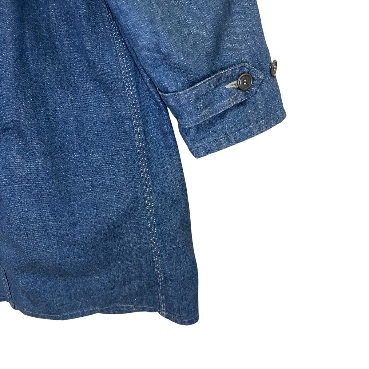 Blue Blue Japan × Indigo × Vintage Vintage 90s Blue Blue Japan Crazy Indigo Long Denim Jacket Size US L / EU 52-54 / 3 - 12 Thumbnail