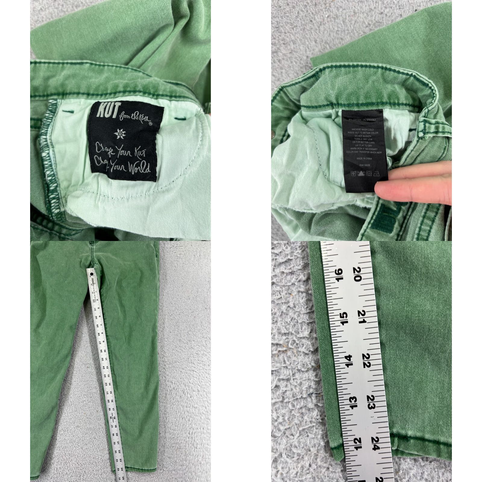 Vintage KUT from the Kloth Jeans Womens Skinny Low Rise Green 27x24 Brigitte Ankle Size 26" / US 2 / IT 38 - 8 Thumbnail