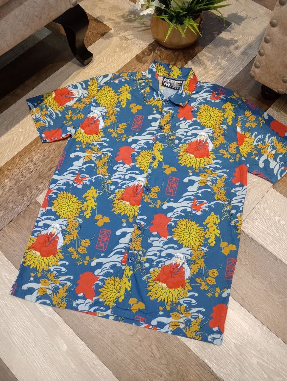 Japanese Brand INUYASHA OVERPRINT BUTTON UP COTTON SHIRT Size US M / EU 48-50 / 2 - 3 Thumbnail