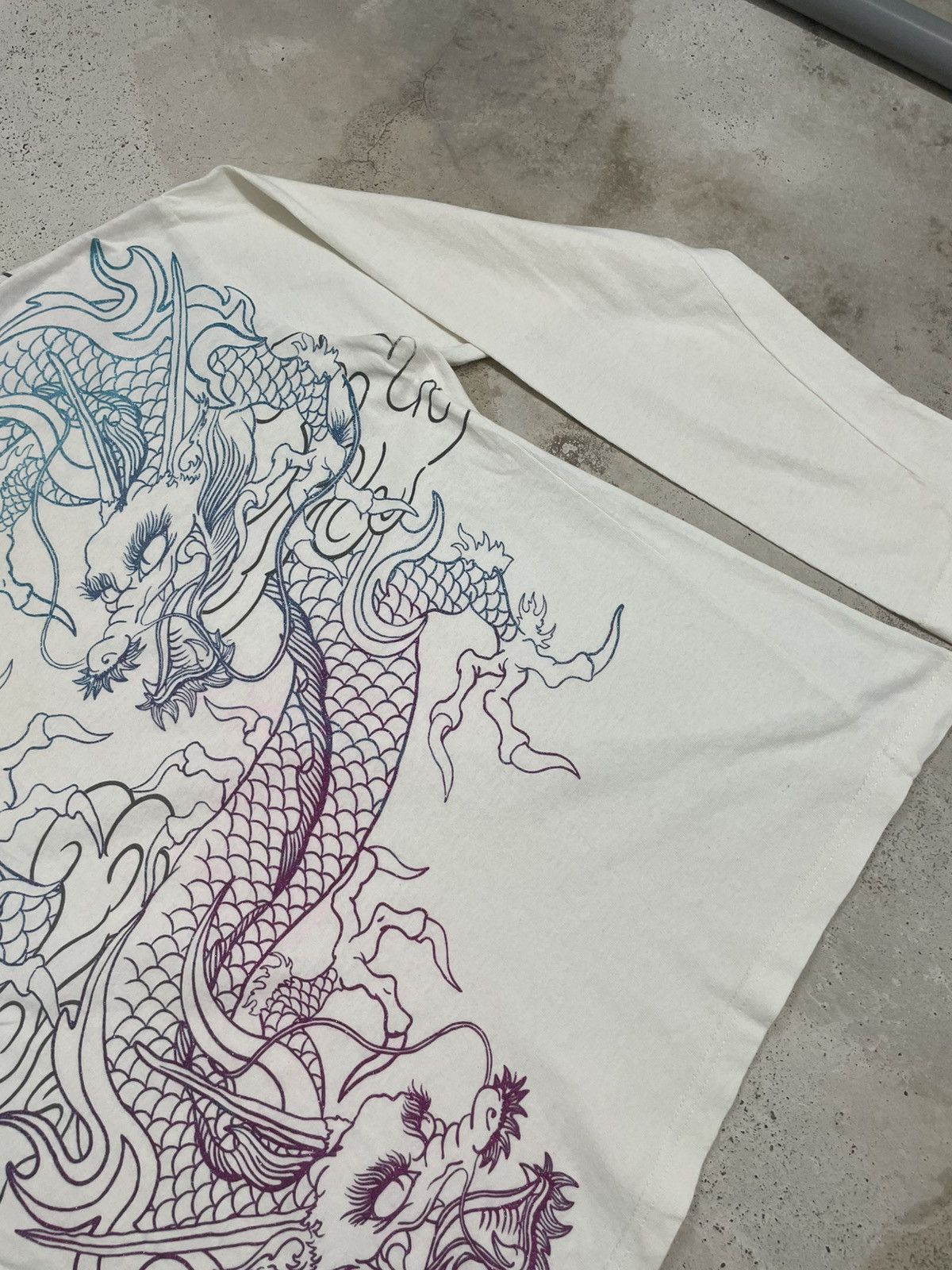 Japanese Brand Cream Space Opera Yakuza Dragon Motive Color Print Defect Size US XL / EU 56 / 4 - 11 Thumbnail
