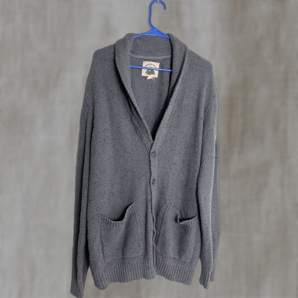 Vintage O’Hanlon Mills Men’s Grey Knit V Neck Cardigan Sweater XL Long Sleeve Button Size US XL / EU 56 / 4 - 1 Thumbnail