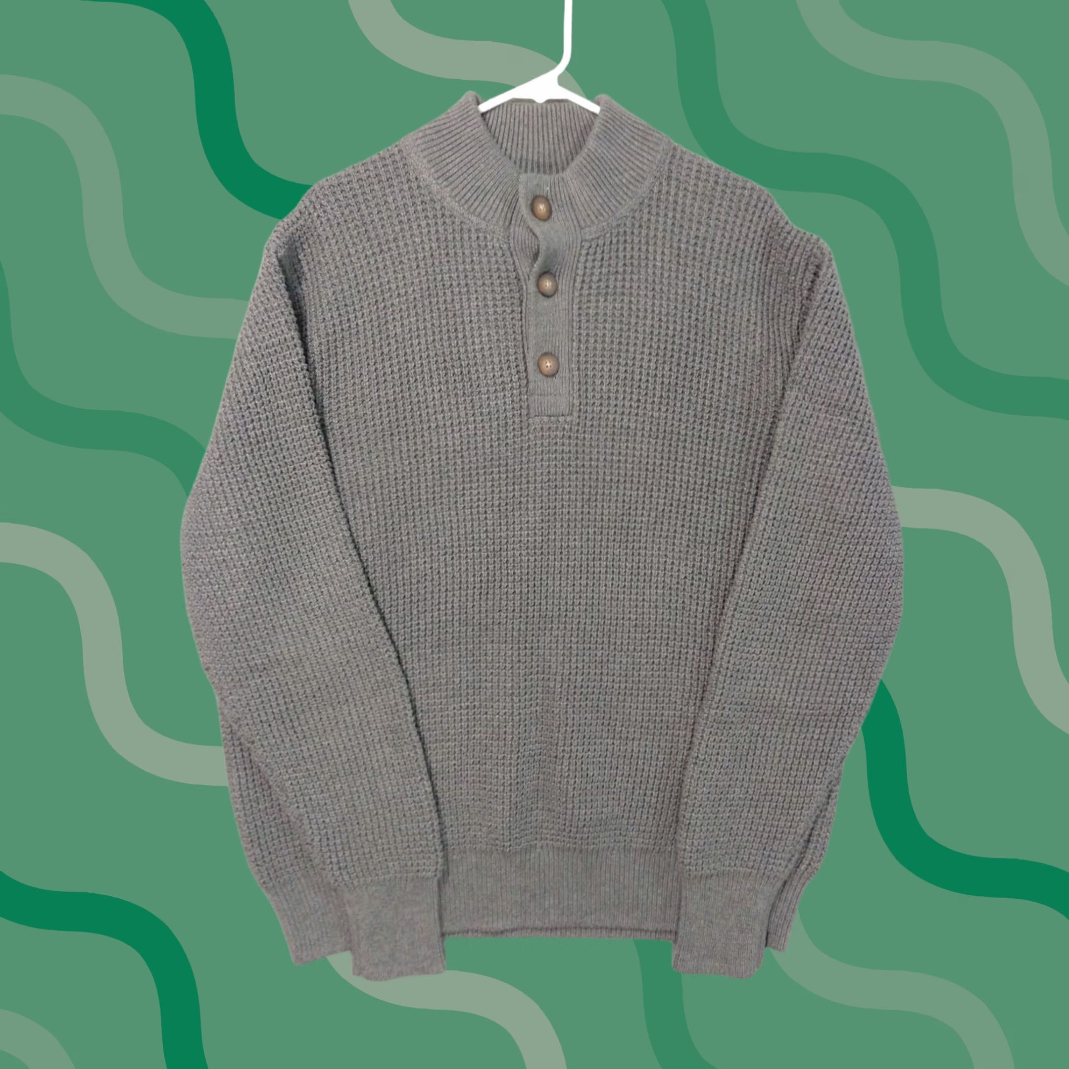 Southern Tide Southern Tide Sweater Mens XL Gray Westmont Jade Waffle Knit Henley Pullover Pullover Knit Mock Neck Casual Winter Fall Mens Size US XL / EU 56 / 4 - 1 Thumbnail
