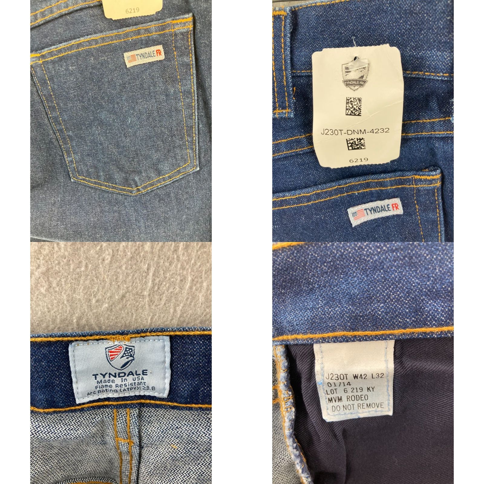 Denime Tyndale FR Jeans Mens 42x32 USA Made Cotton Denim Straight Leg NWT Size US 42 / EU 58 - 8 Thumbnail