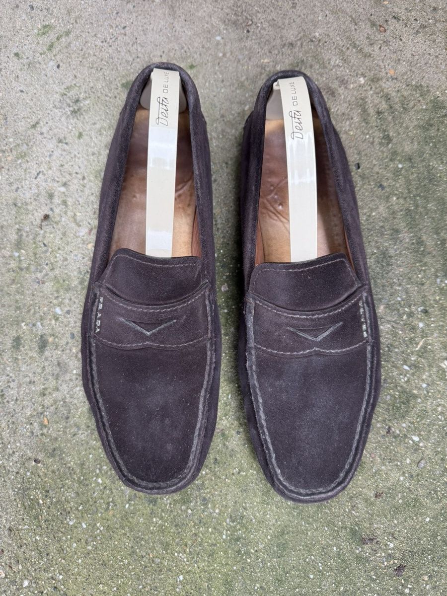 Prada 💫 Prada 💫 Men's Brown Suede Moccasins Casual Driver Loafers Size US 7.5 / EU 40-41 - 2 Thumbnail