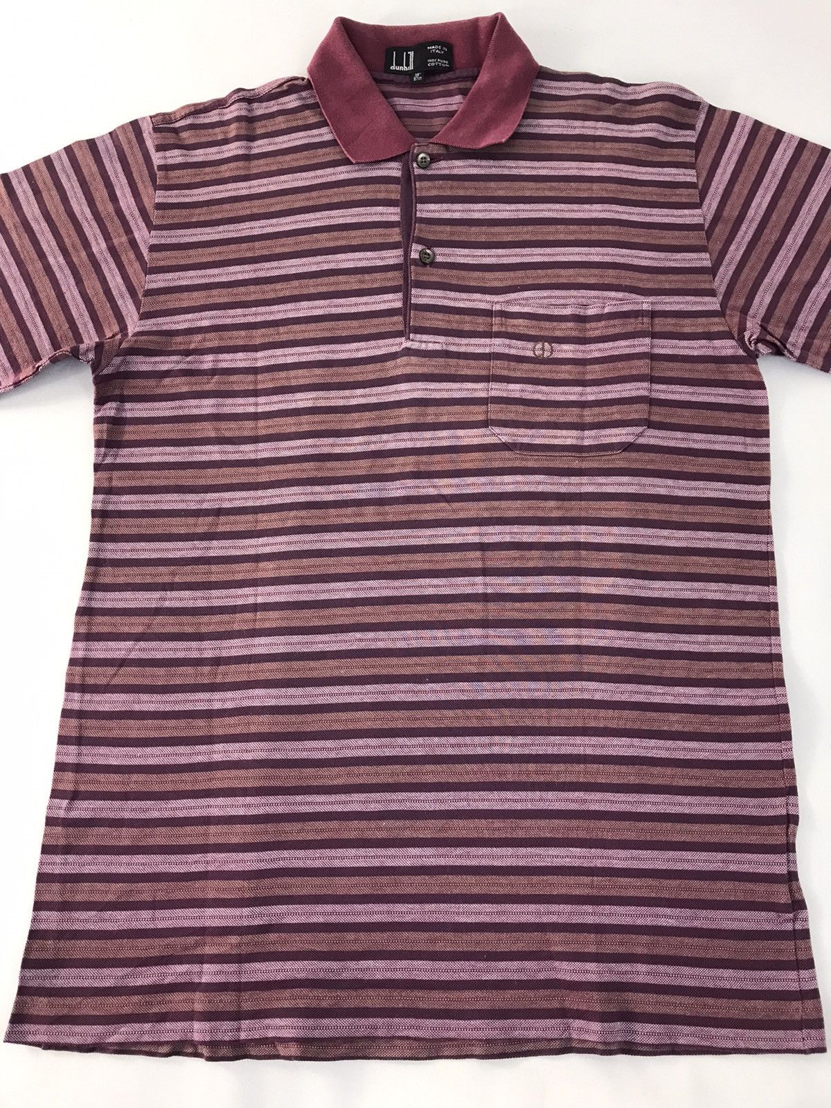 Alfred Dunhill Dunhill Made In Italy Striped Polo Tee Luxury Single Pocket Size US M / EU 48-50 / 2 - 3 Thumbnail