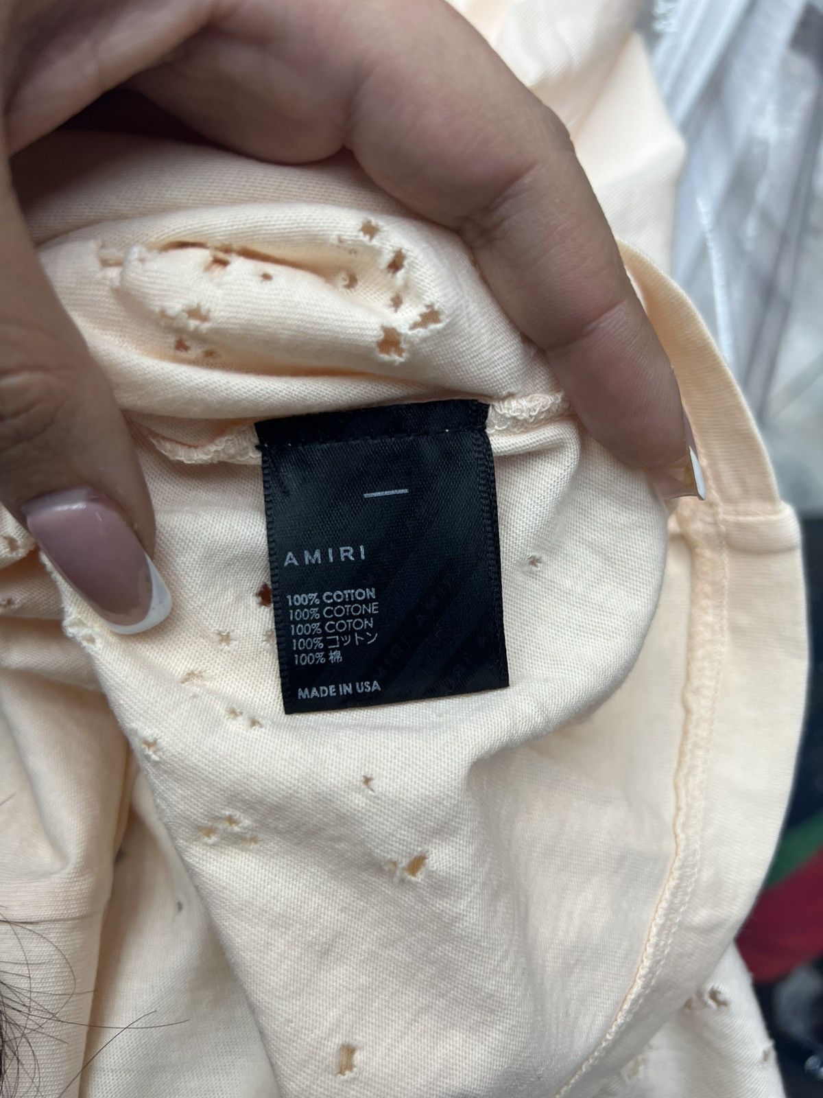 Amiri Amiri Cream Hole Tee Size US L / EU 52-54 / 3 - 7 Thumbnail