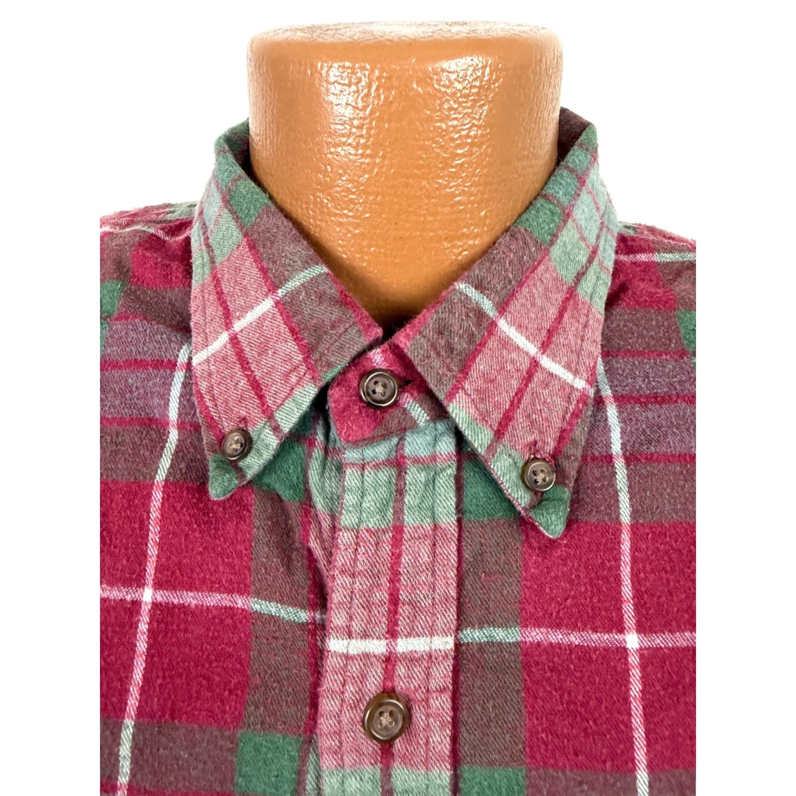 Lands' End VINTAGE Lands' End Flannel Shirt XL Green Red Plaid Outdoor Lightweight Cotton Mens Size US XL / EU 56 / 4 - 3 Thumbnail