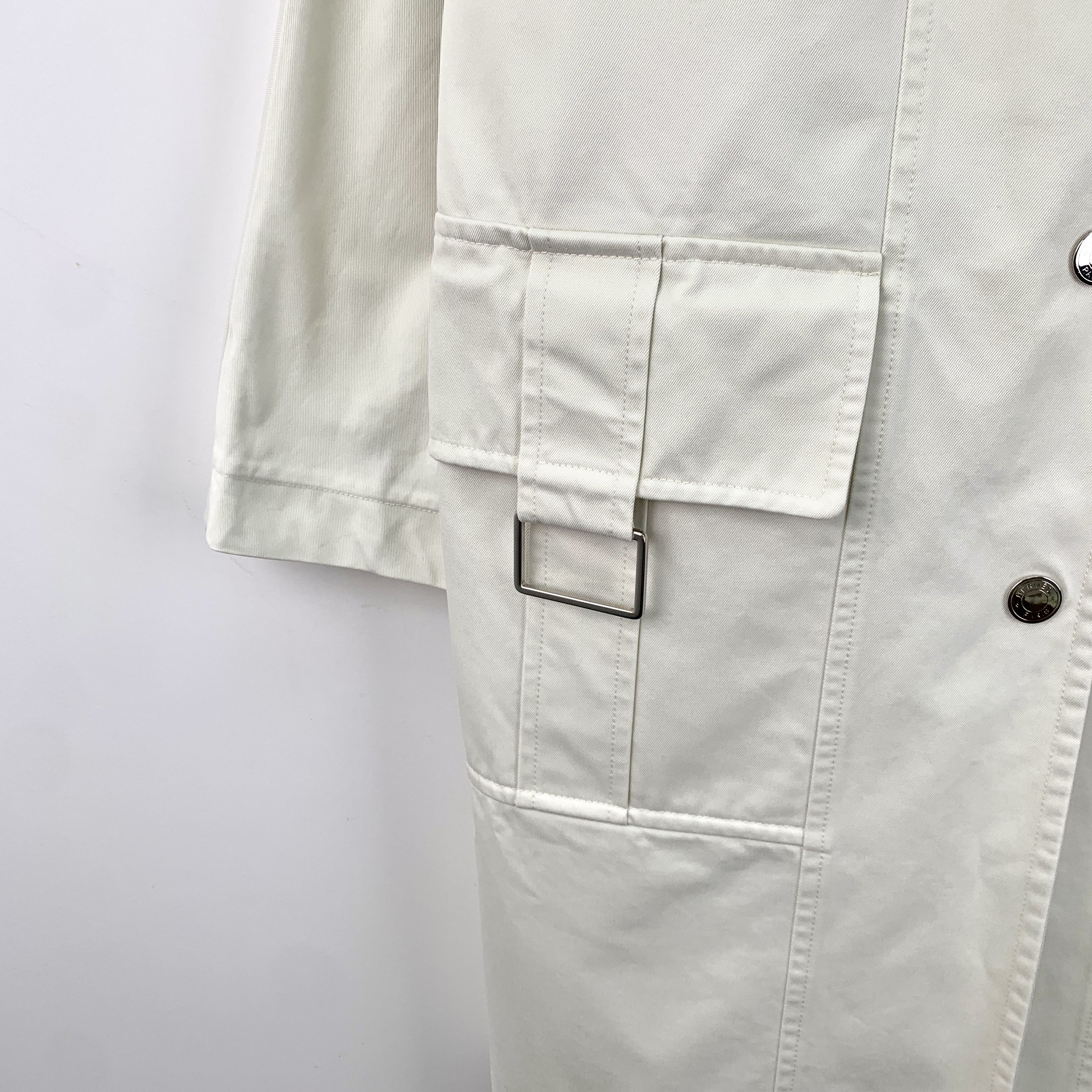 Hermes Hermès White Button-Up Trench Coat (Size 36) Size XS / US 0-2 / IT 36-38 - 6 Thumbnail