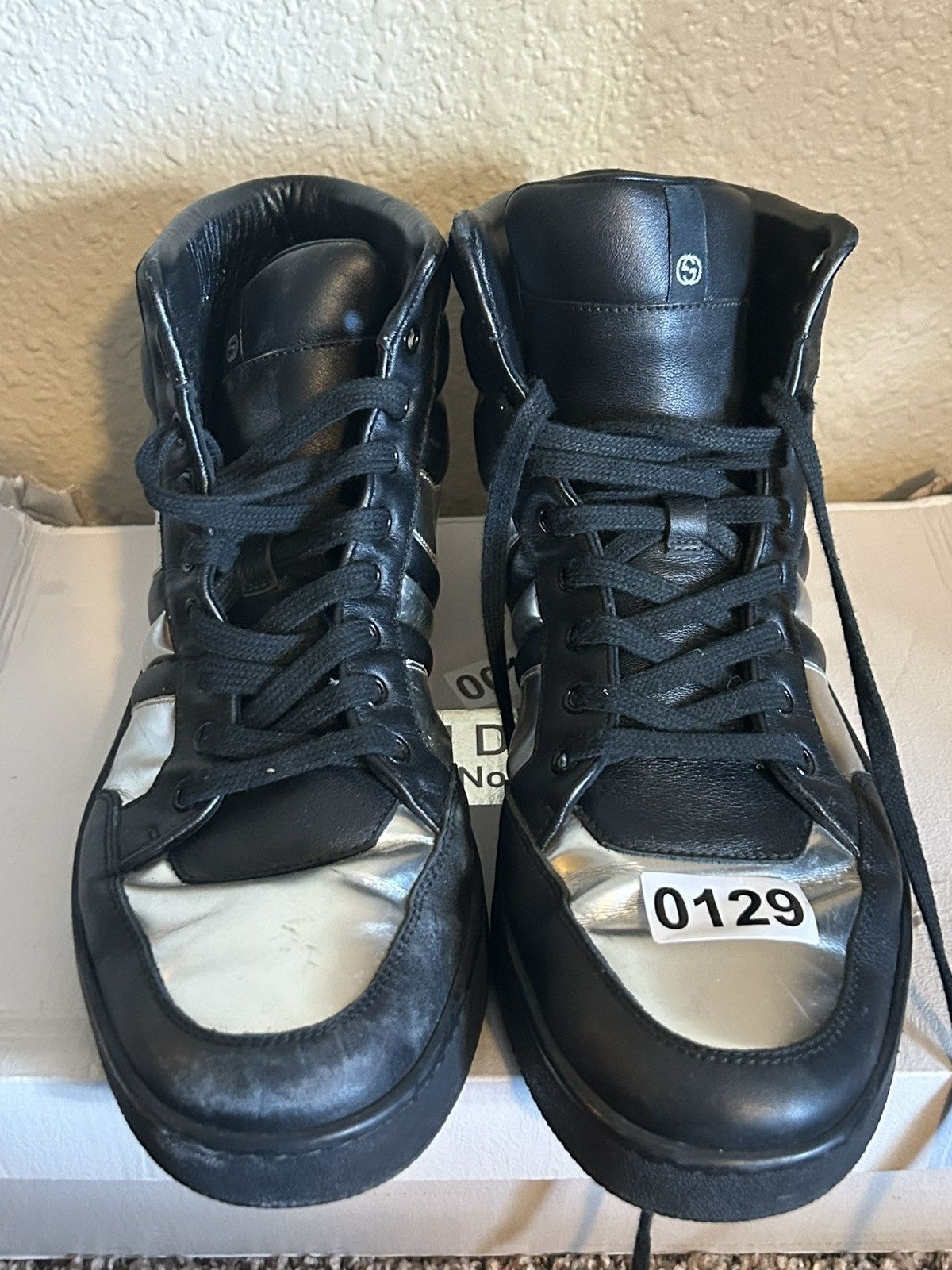 Gucci Gucci Leather Metallic Padded High Top Sneakers Size US 9.5 / EU 42-43 - 3 Thumbnail