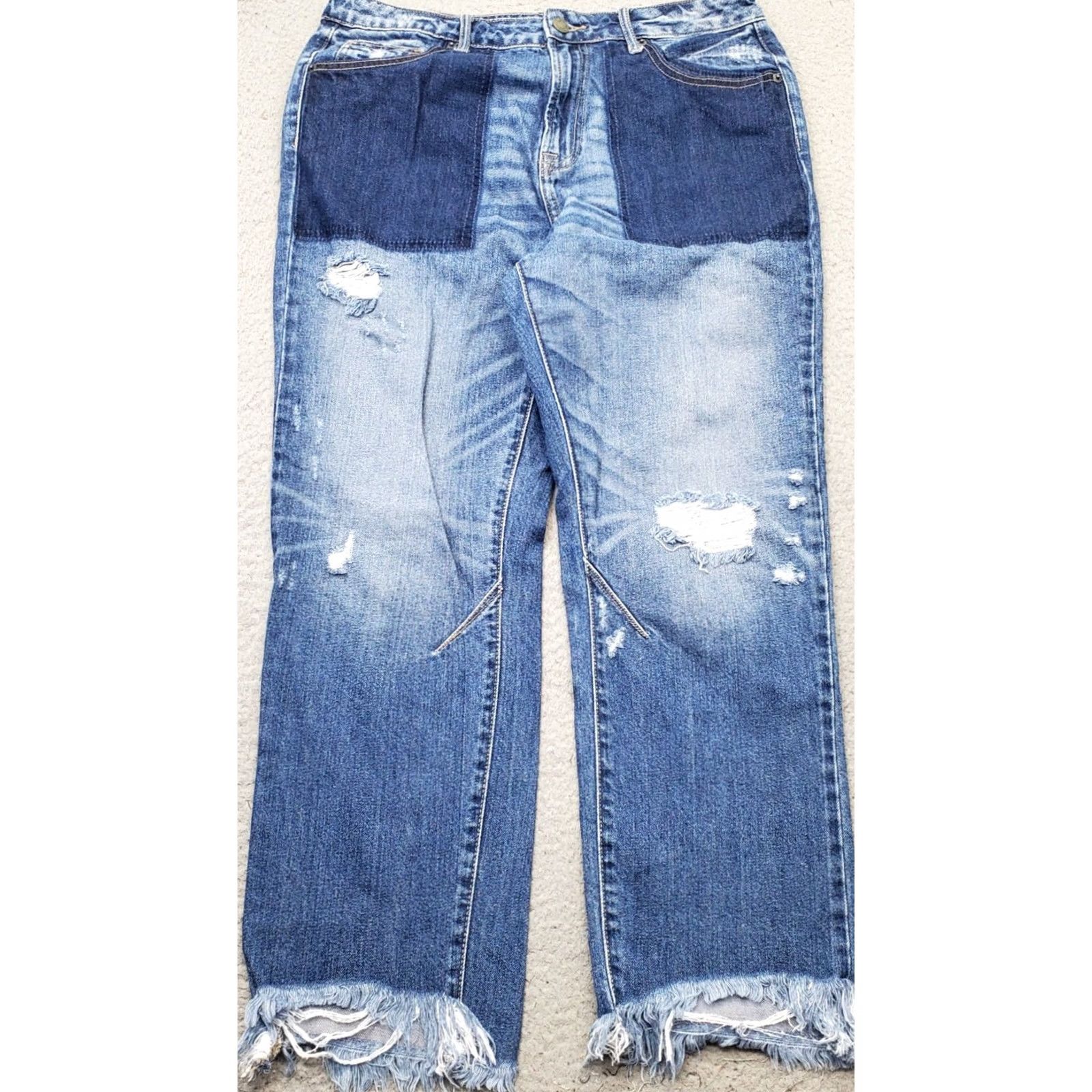 Vintage Hidden Jeans Womens 30 Blue Denim Medium Wash Straight Leg Distressed Raw Hem Mens Womens Girls Size 30" / US 8 / IT 44 - 2 Thumbnail