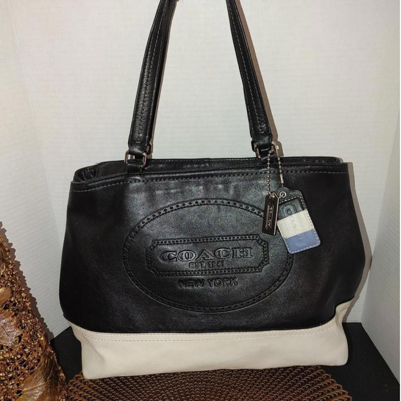 Coach Coach (19391) Black and Cream Leather Tote Size ONE SIZE - 1 Thumbnail