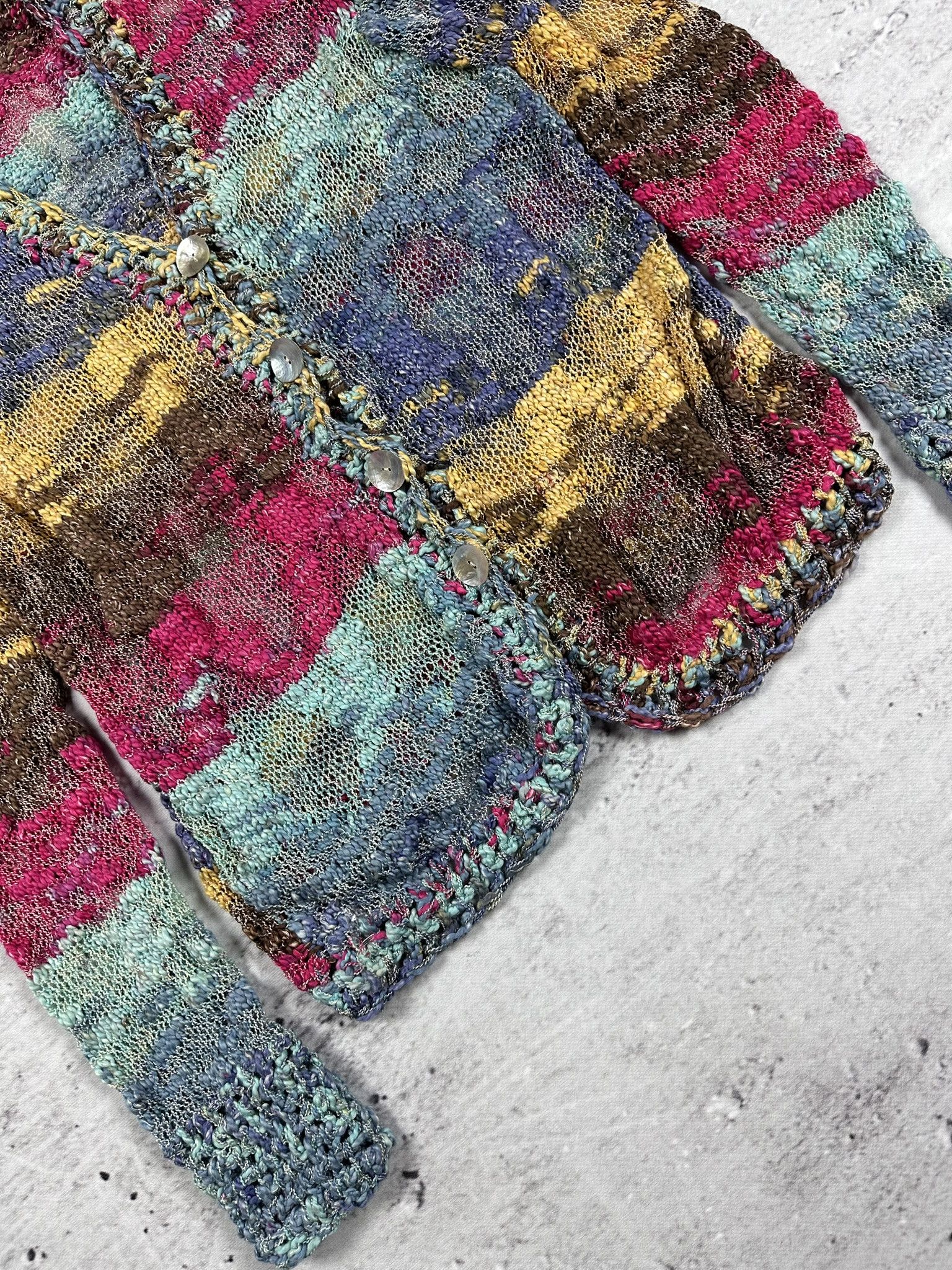 Handmade × Vintage Vintage handmade knitted cardigan abstract Size L / US 10 / IT 46 - 3 Thumbnail