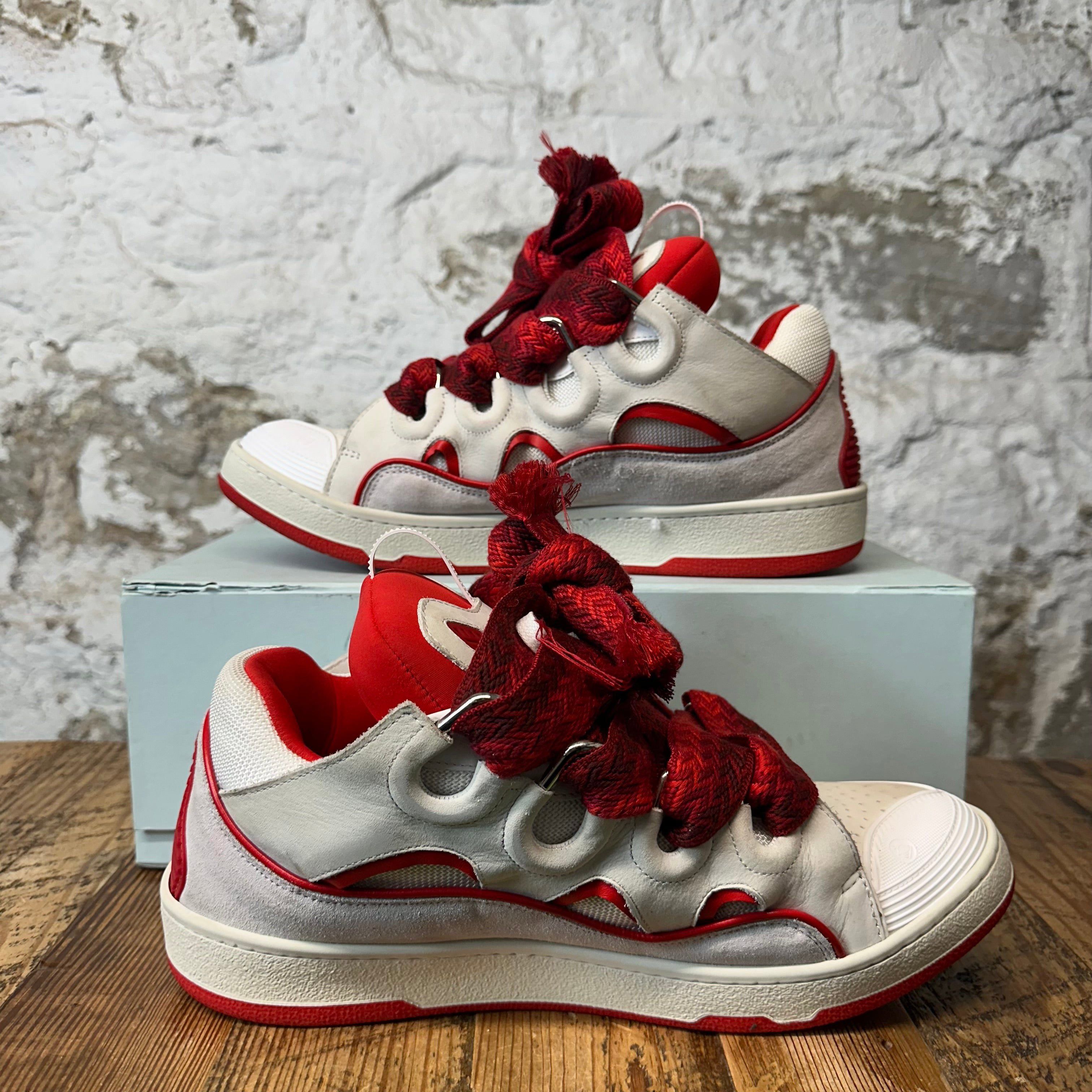 Lanvin Lanvin Curb Red Lace Grey Sneaker Sz 13 (46) Size US 13 / EU 46 - 2 Thumbnail