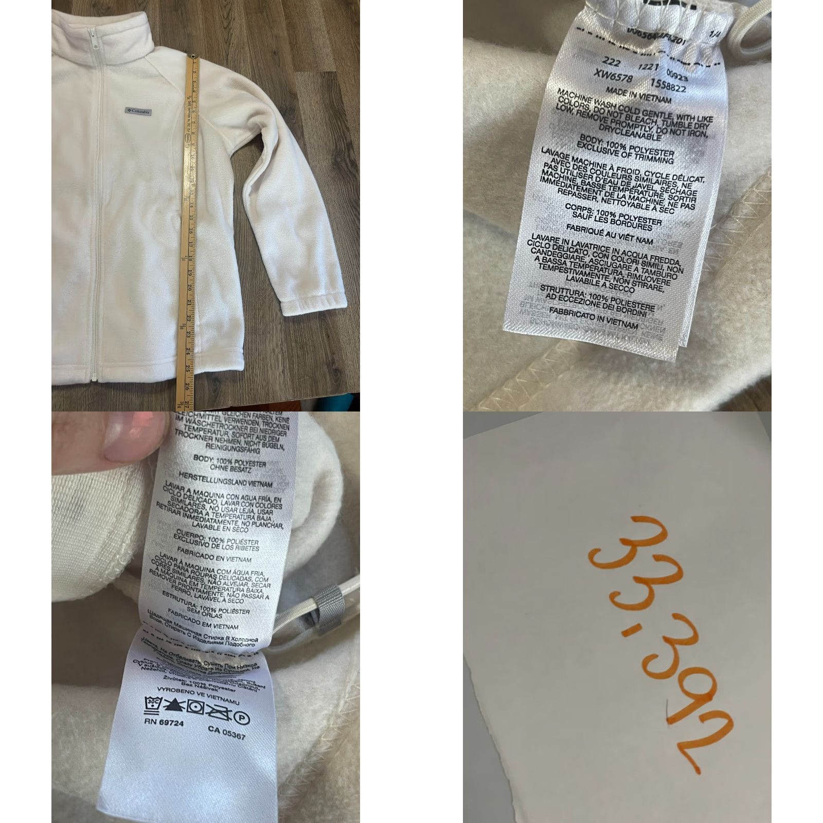 Vintage Columbia Sweater Full Zip, Women's XL-XXL, White, Fleece, Regular, Casual, Fall Spring Summer, Women, Size XL-XXL Size XL / US 12-14 / IT 48-50 - 8 Thumbnail