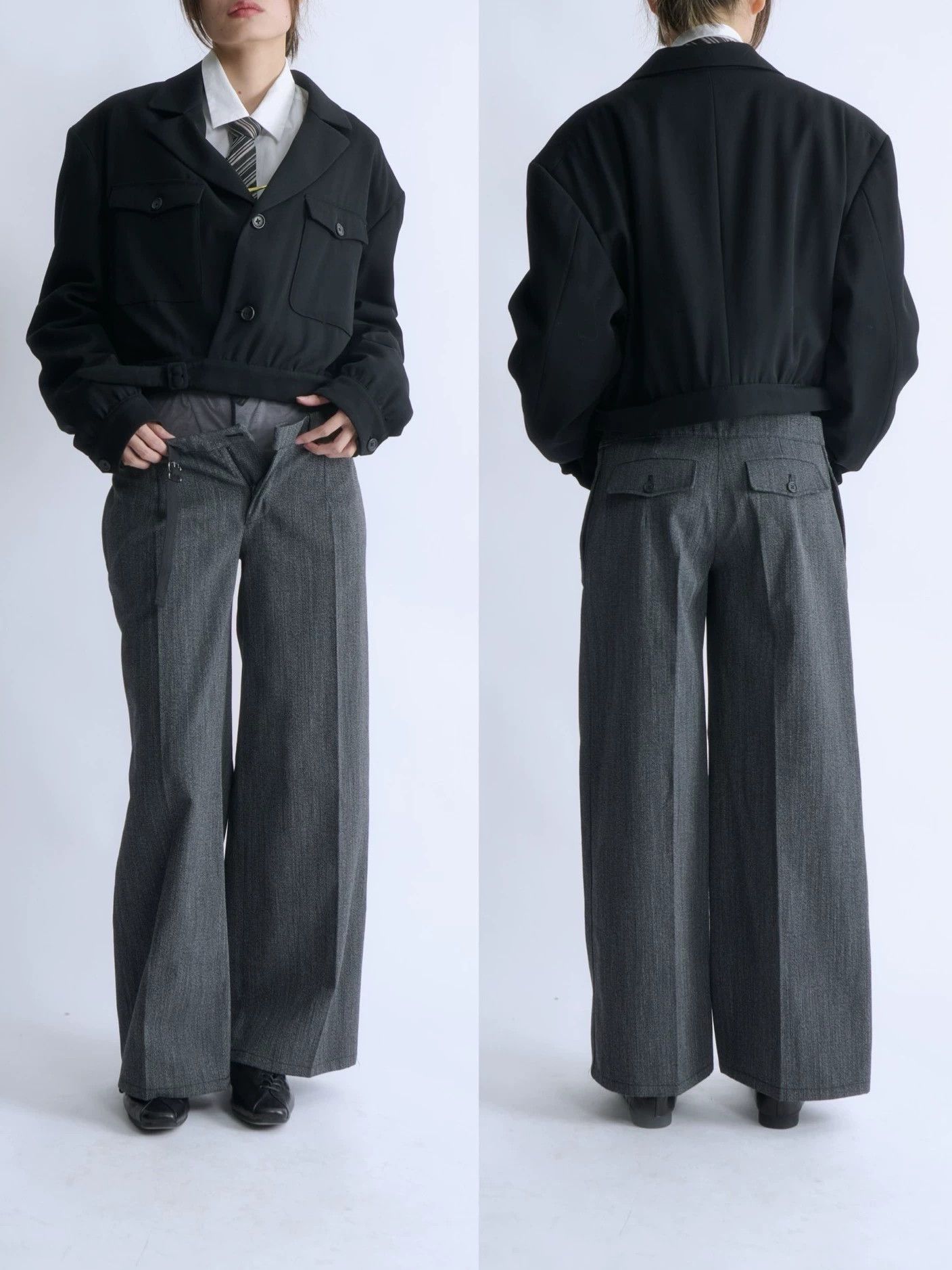 Yohji Yamamoto Yohji Yamamoto 80s pour homme 2-Way Belted Wool Jacket M Size US M / EU 48-50 / 2 - 5 Thumbnail