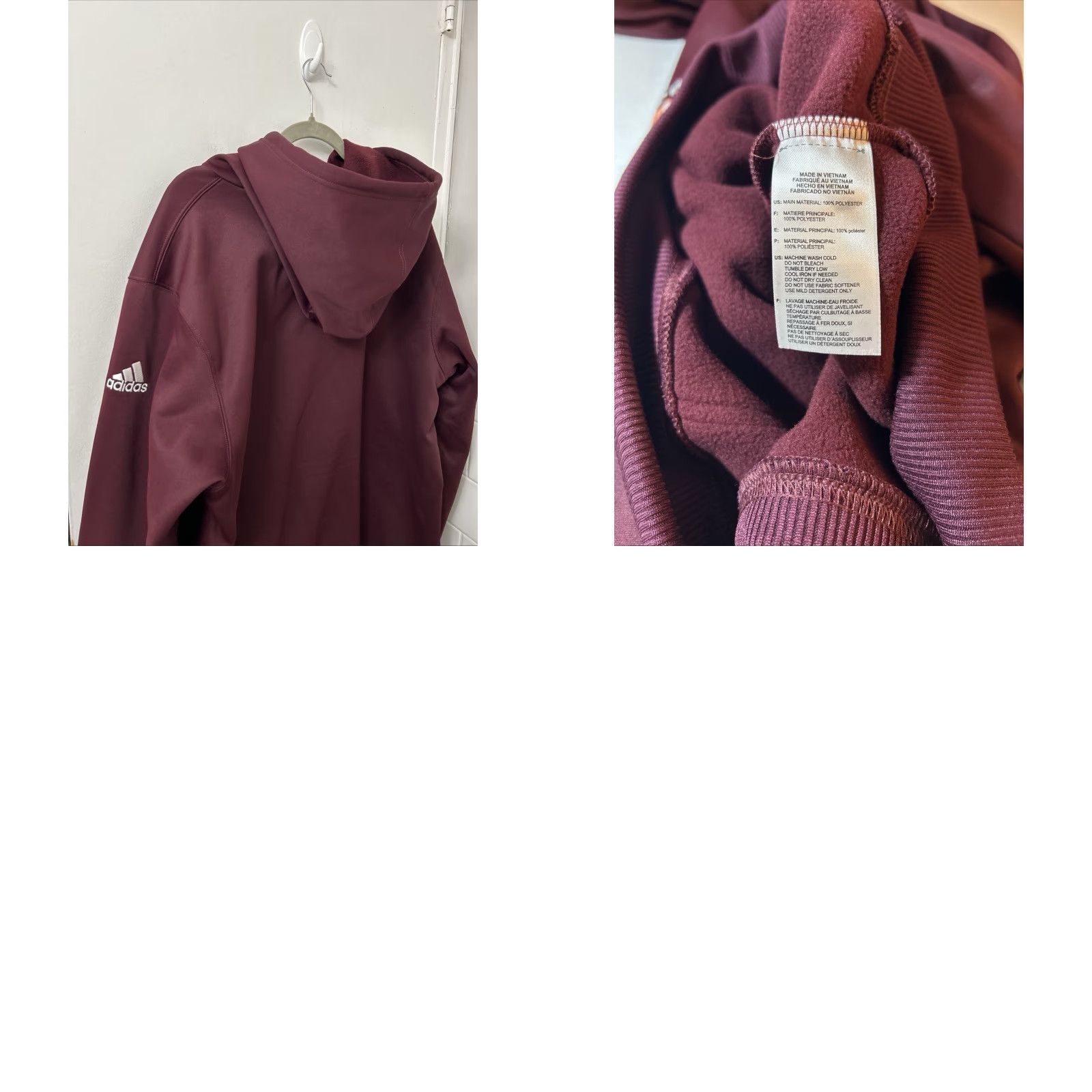 Adidas Adidas Hoodie Mens 2XL Maroon Fleece Lined Special Olympics Sweatshirt L/S NWT Size US XXL / EU 58 / 5 - 9 Thumbnail