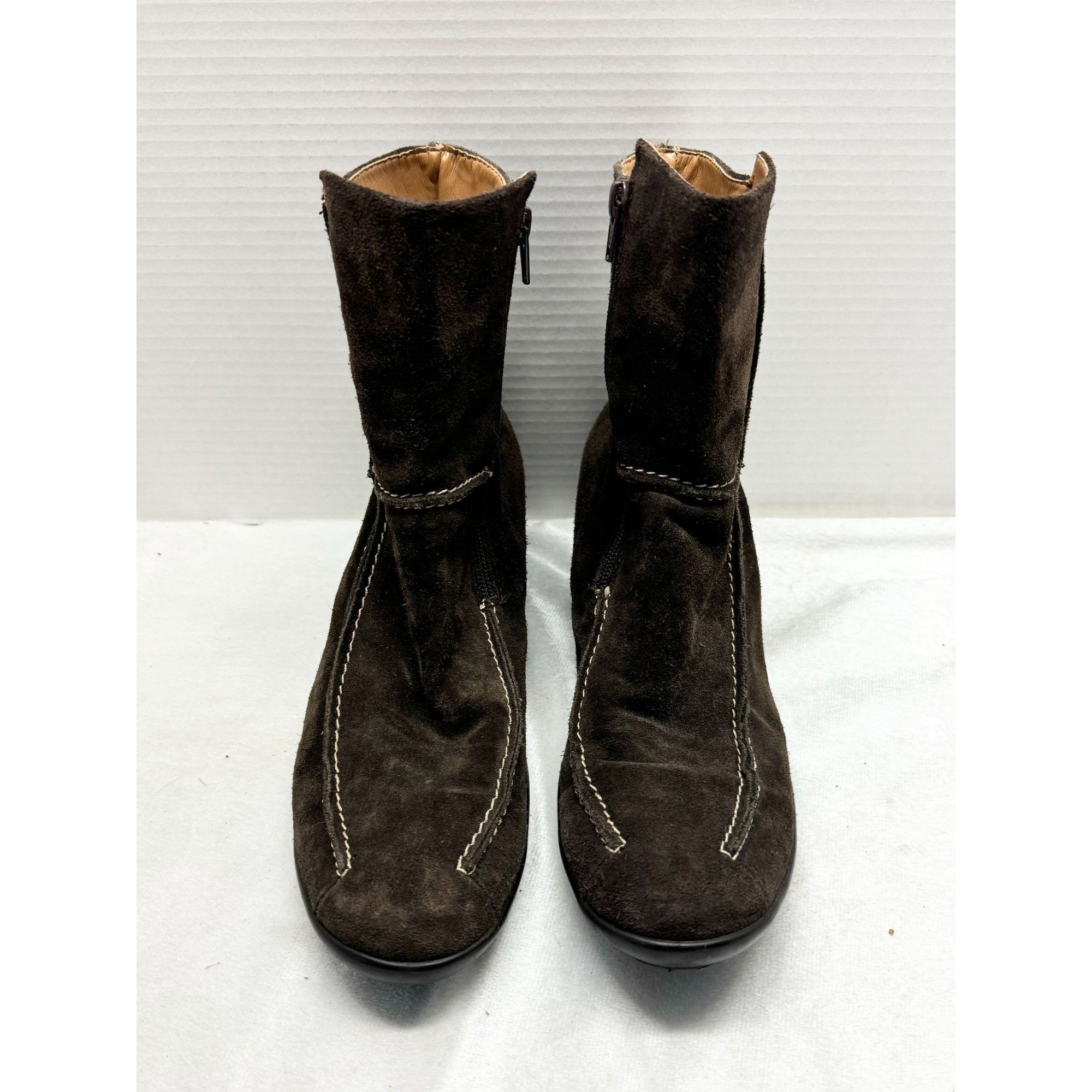 Vintage BERNIE MEV Brown Suede Platform Wedge Bootie Boots EU 41 US Size US 10 / IT 40 - 2 Thumbnail