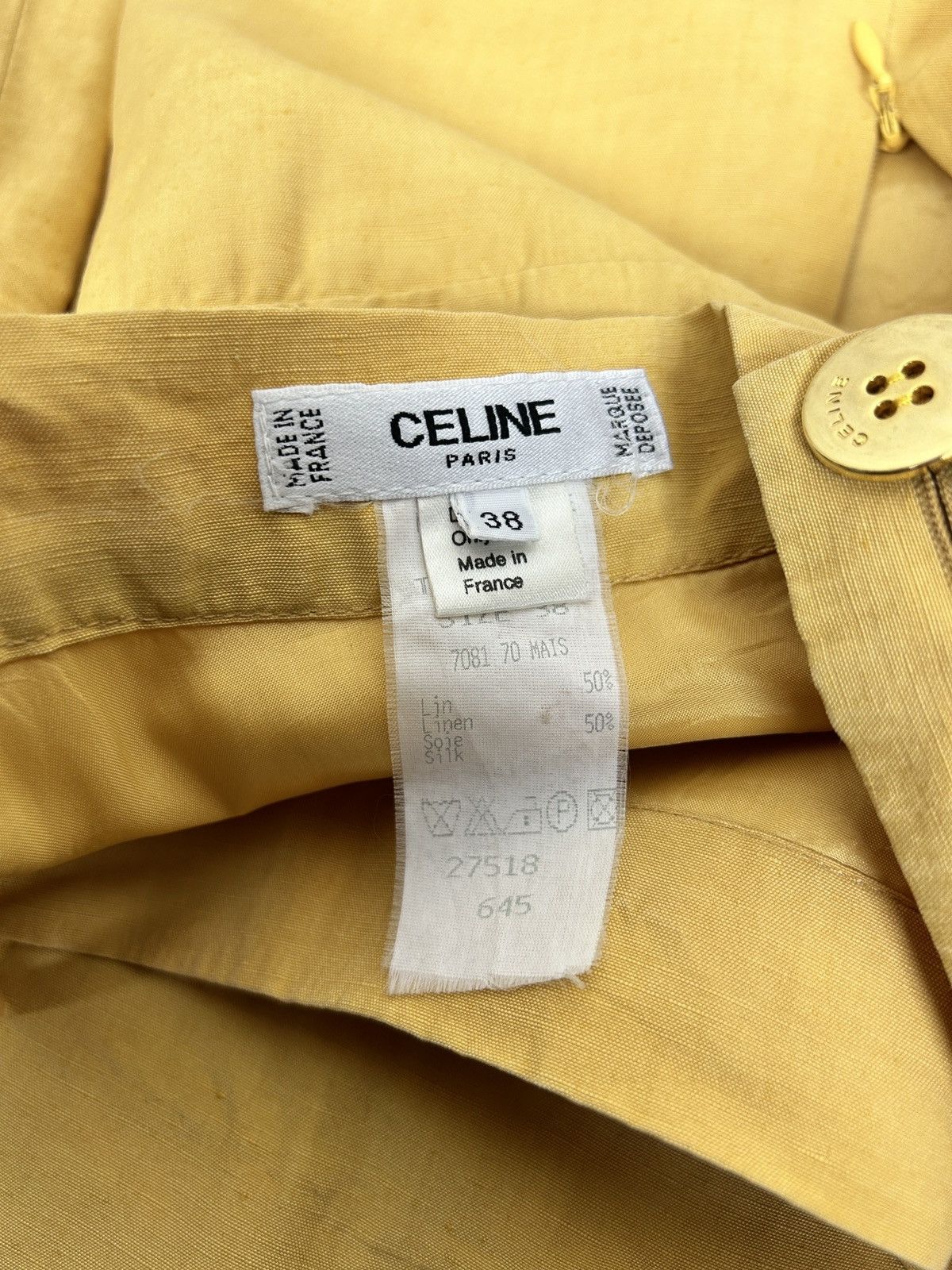 Celine 90s Vintage Celine Paris Linen Metal Chain Skirt Size 38 Size 26" / US 2 / IT 38 - 8 Thumbnail