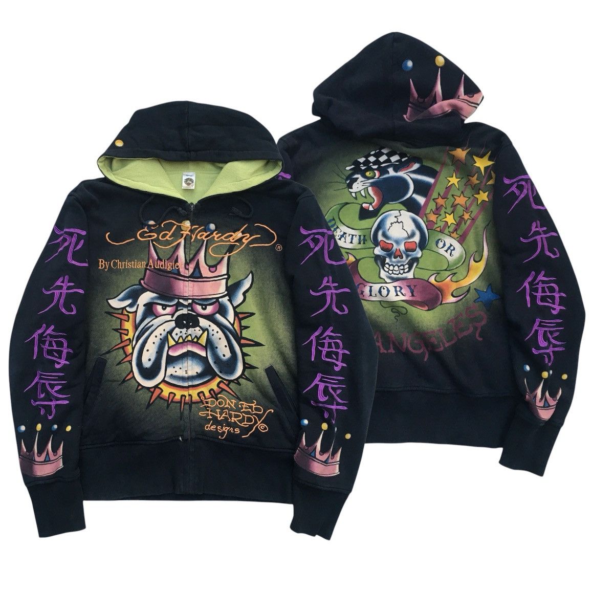 Christian Audigier × Designer × Ed Hardy Rare Ed Hardy Zip Hoodie ‘Death Or Glory’ Size US S / EU 44-46 / 1 - 1 Thumbnail