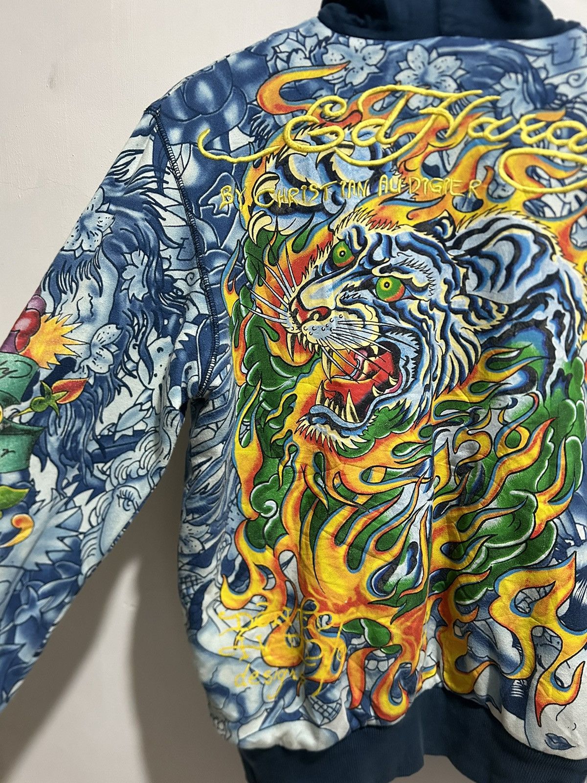 Ed Hardy Y2K Ed Hardy Christian Audigier Embroidery Fur Zip Up Hoodie Size US M / EU 48-50 / 2 - 14 Thumbnail