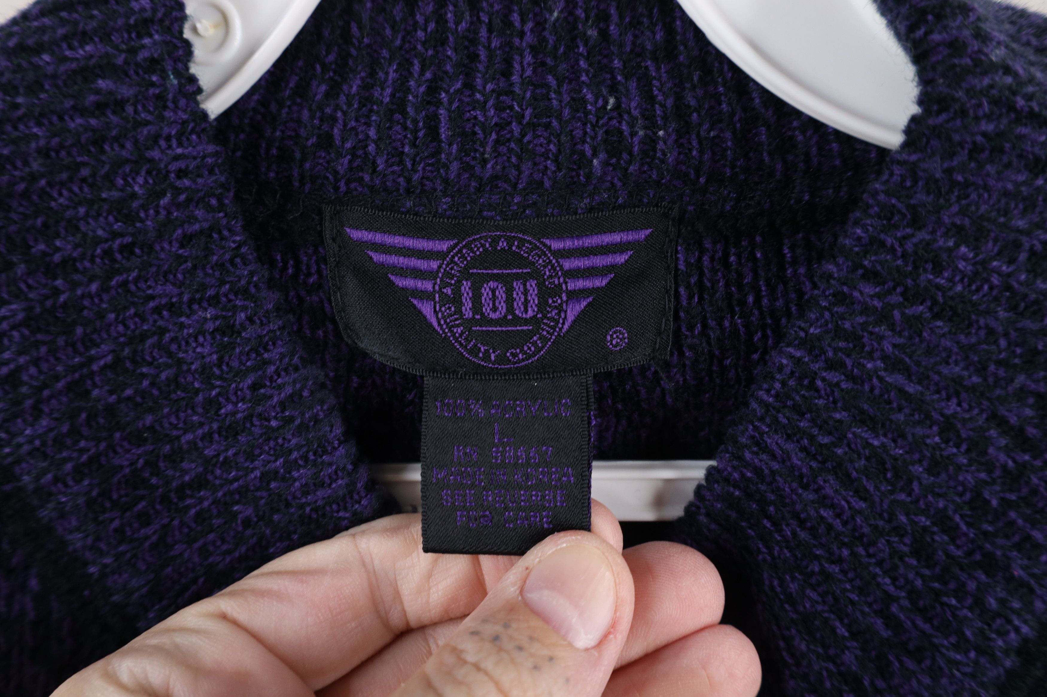 Vintage Vintage 90s IOU Streetwear Legendary Knit Mock Neck Sweater Size US L / EU 52-54 / 3 - 5 Thumbnail