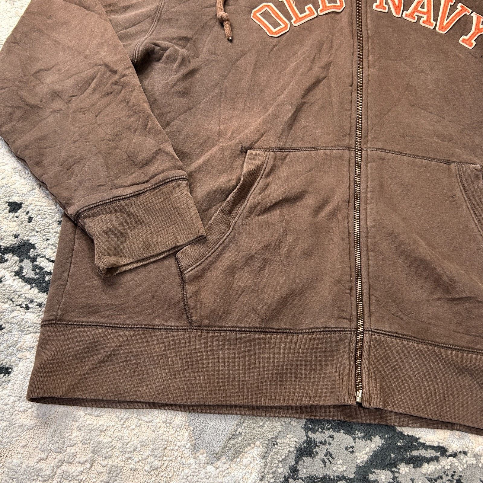 Old Navy Old Navy Y2k Hoodie Mens 2XL Brown Embroidered Logo Fleece Size US XXL / EU 58 / 5 - 4 Thumbnail