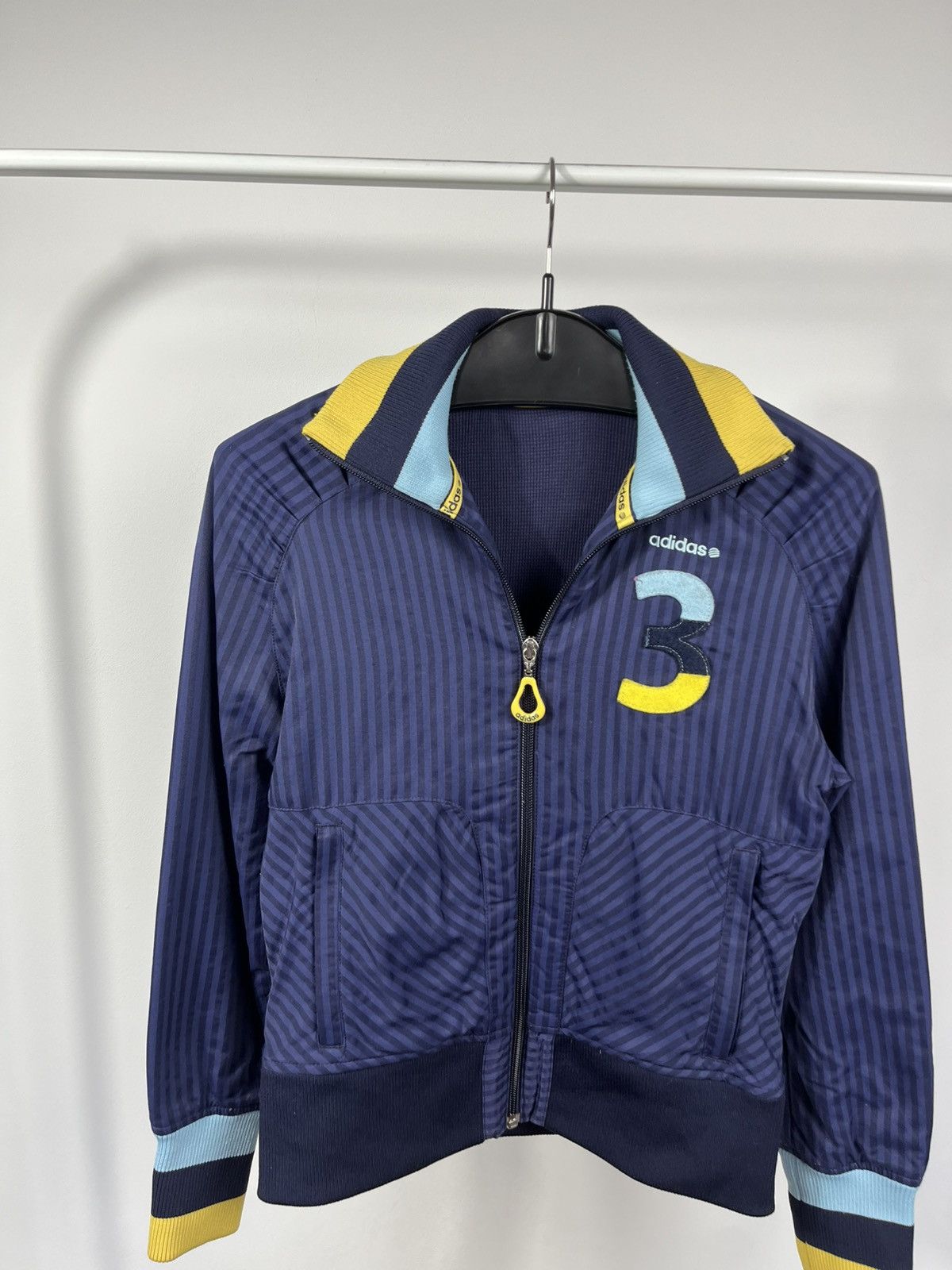 Adidas Adidas Women Track Jacket Navy Striped Zip Up Sport XS Size XS / US 0-2 / IT 36-38 - 2 Thumbnail