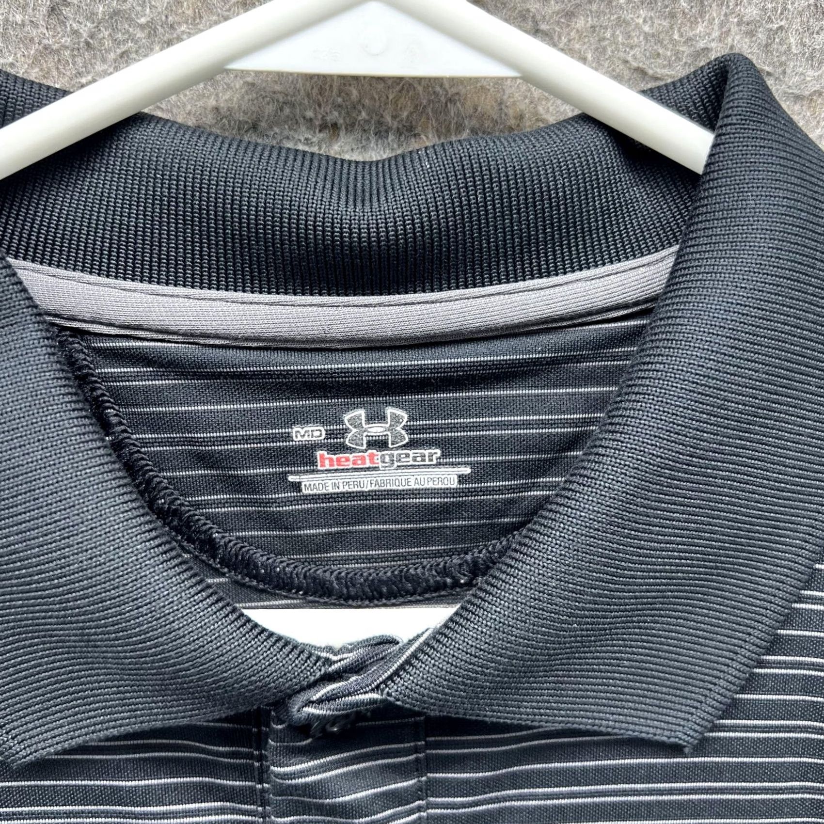 Under Armour Under Armour HeatGear Polo Shirt Mens M Black Stripe Golf Performance Shipped From Peru Size US M / EU 48-50 / 2 - 2 Thumbnail