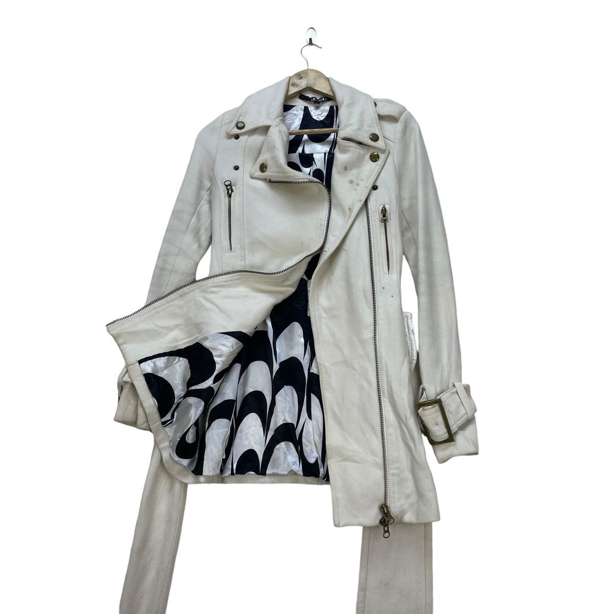 If Six Was Nine × Le Grande Bleu (L.G.B.) × Mari's Rock 💥Punkish Pine Lip Service Japanese Punk Belted Coat Jacket Size S / US 4 / IT 40 - 2 Thumbnail