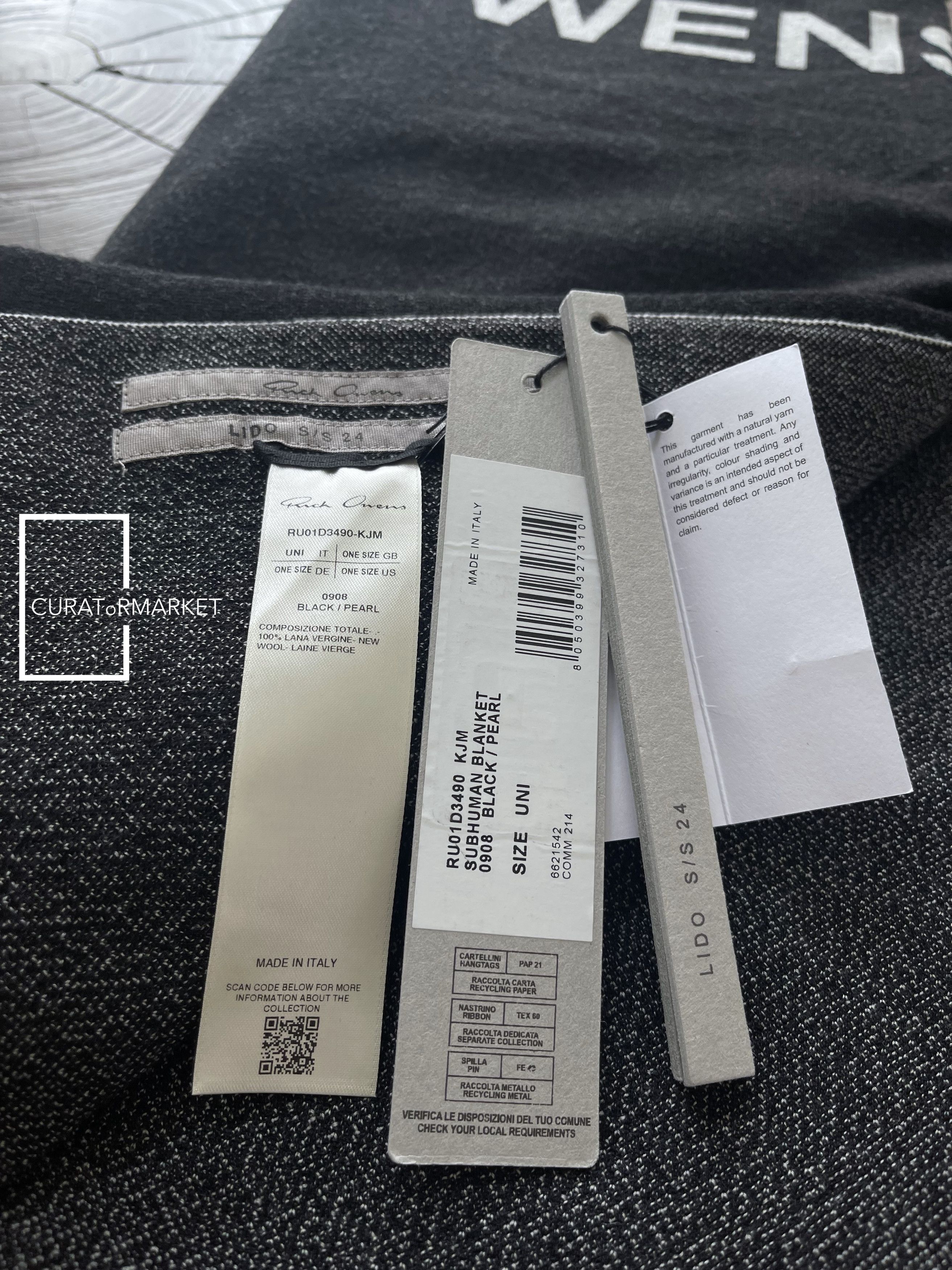 Rick Owens RARE Wool OWENSCORP SUBHUMAN Blanket Mega Scarf SS24 Lido Size ONE SIZE - 3 Thumbnail