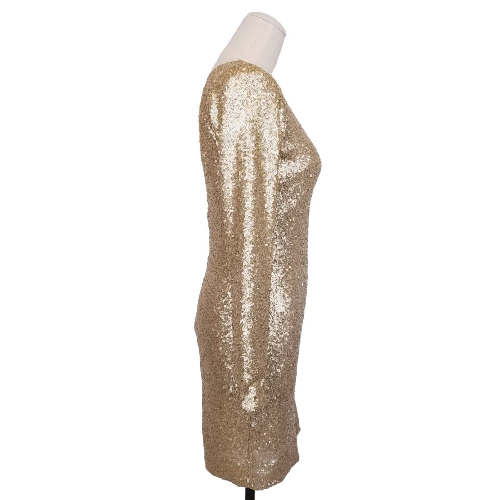 Dress the Population Dress The Population Gold Mini Sequin Bodycon Dress Sz Small Size S / US 4 / IT 40 - 6 Thumbnail