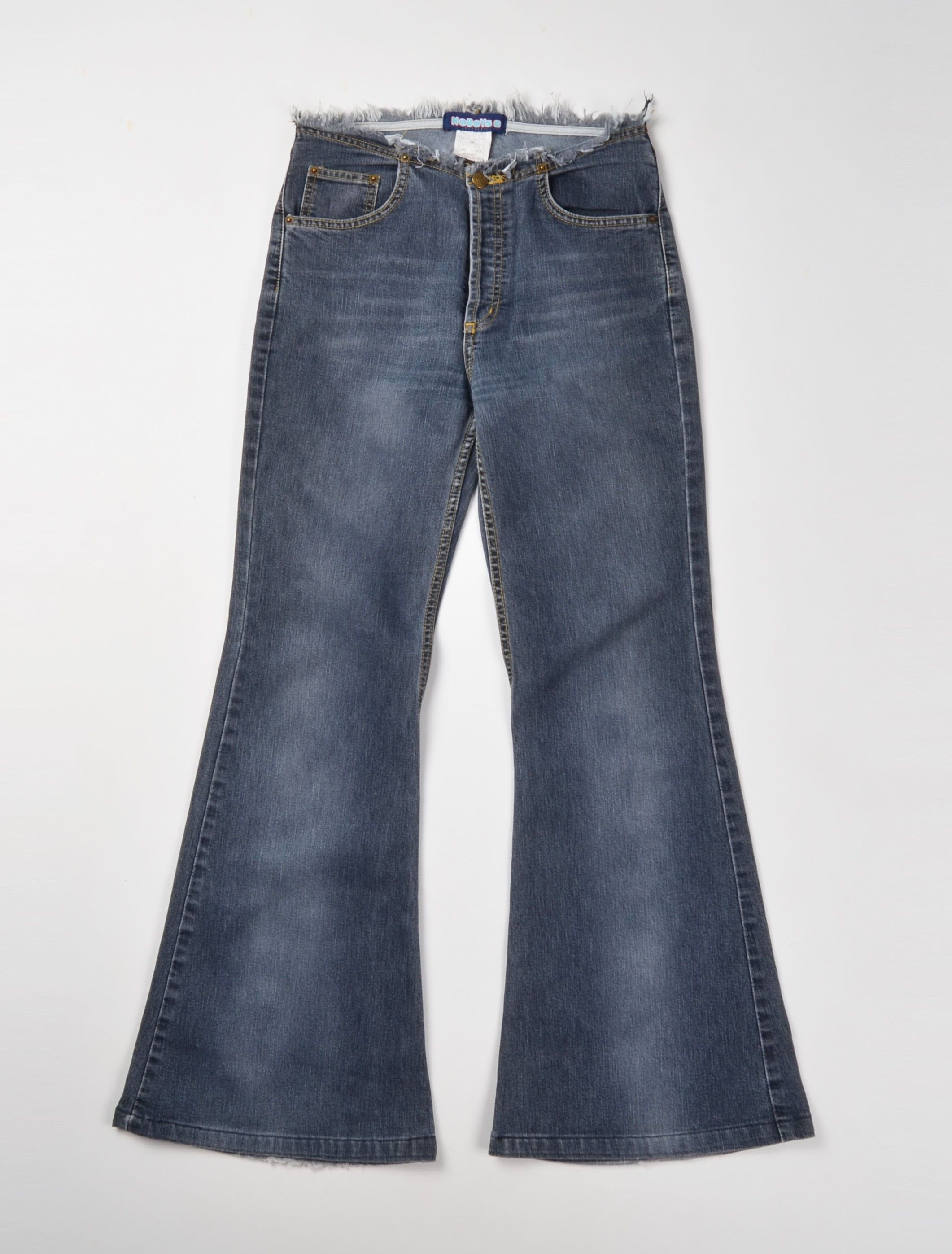 Other Noboys Y2K Mid-blue Flared Jeans with Raw Low Waistband Size 28" / US 6 / IT 42 - 1 Thumbnail
