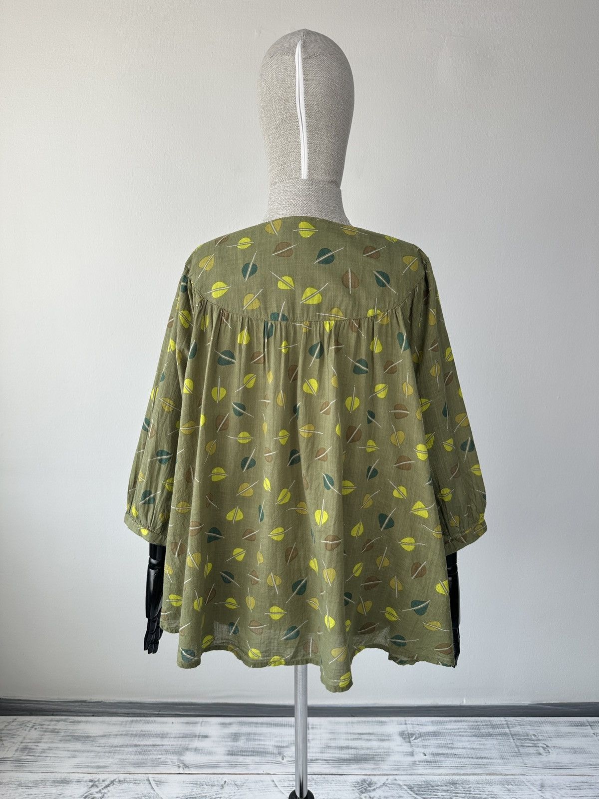 Gudrun Sjoden GUDRUN SJODEN Olive Leaf Print Cotton Tunic Blouse Lagenlook Size M / US 6-8 / IT 42-44 - 2 Thumbnail