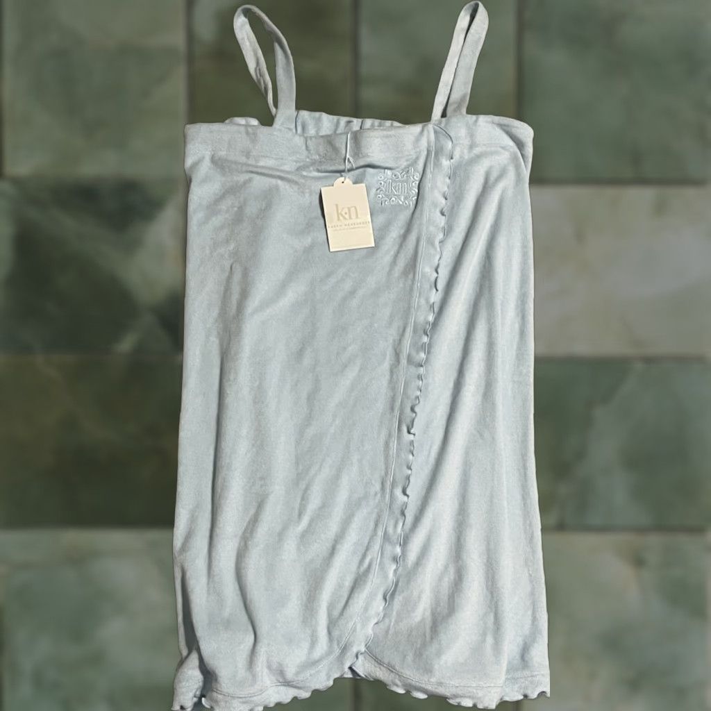 Vintage Karen Neuburger Spa Shower Wrap Women XL Blue Cotton Blend Terry NWT Shower Wrap Size ONE SIZE - 1 Thumbnail