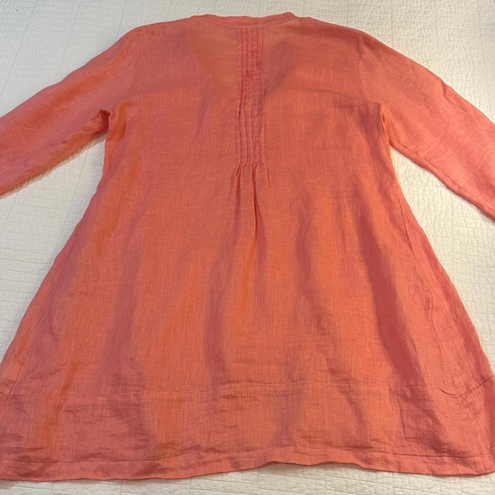 CP Shades CP SHADES Small Linen Tunic Dress Coral 3/4 sleeve Coastal Size S / US 4 / IT 40 - 6 Thumbnail