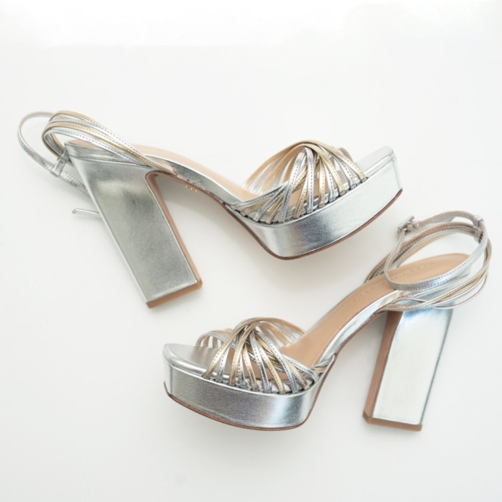 Veronica Beard Veronica Beard. Silver Fletcher Heel. Size US 8 / IT 38 - 13 Thumbnail