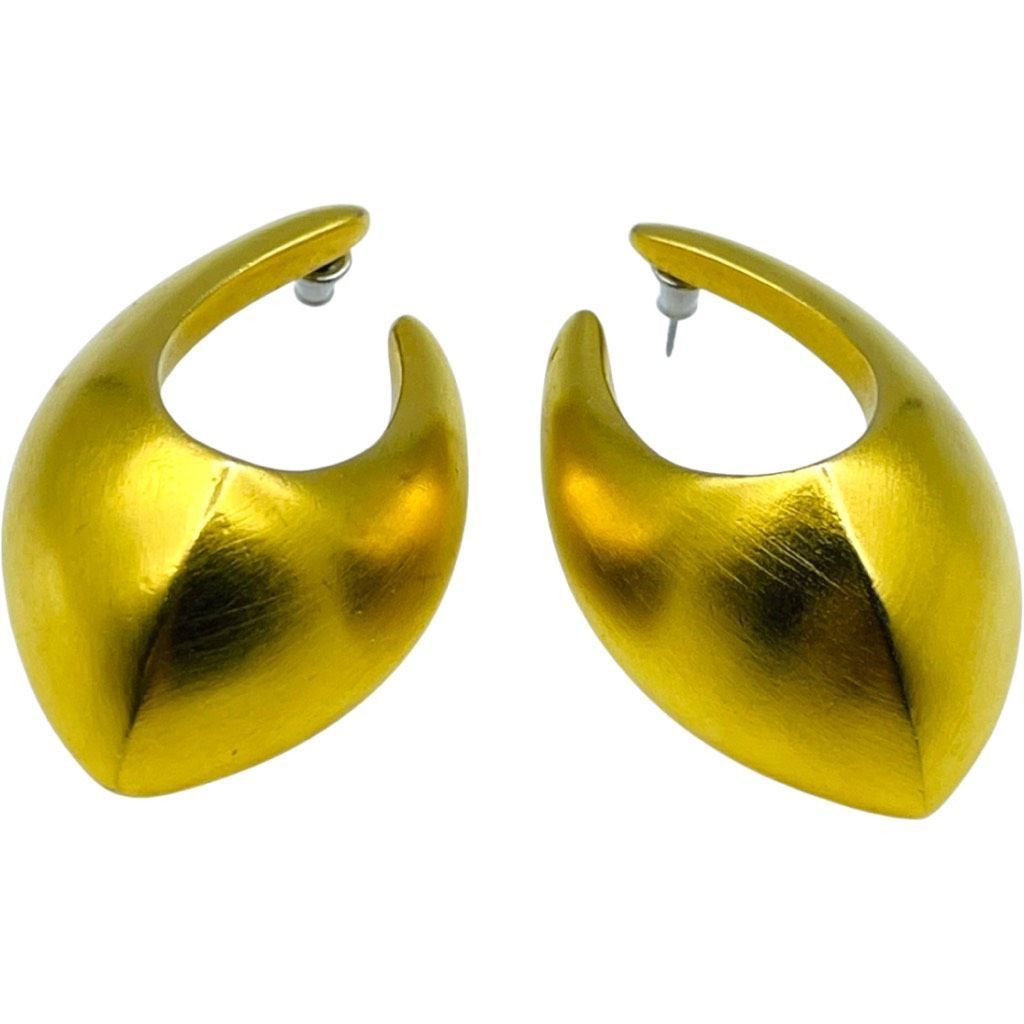 image of Givenchy Signed Vintage Brushed Satin Gold Plated Earrings F, Women's