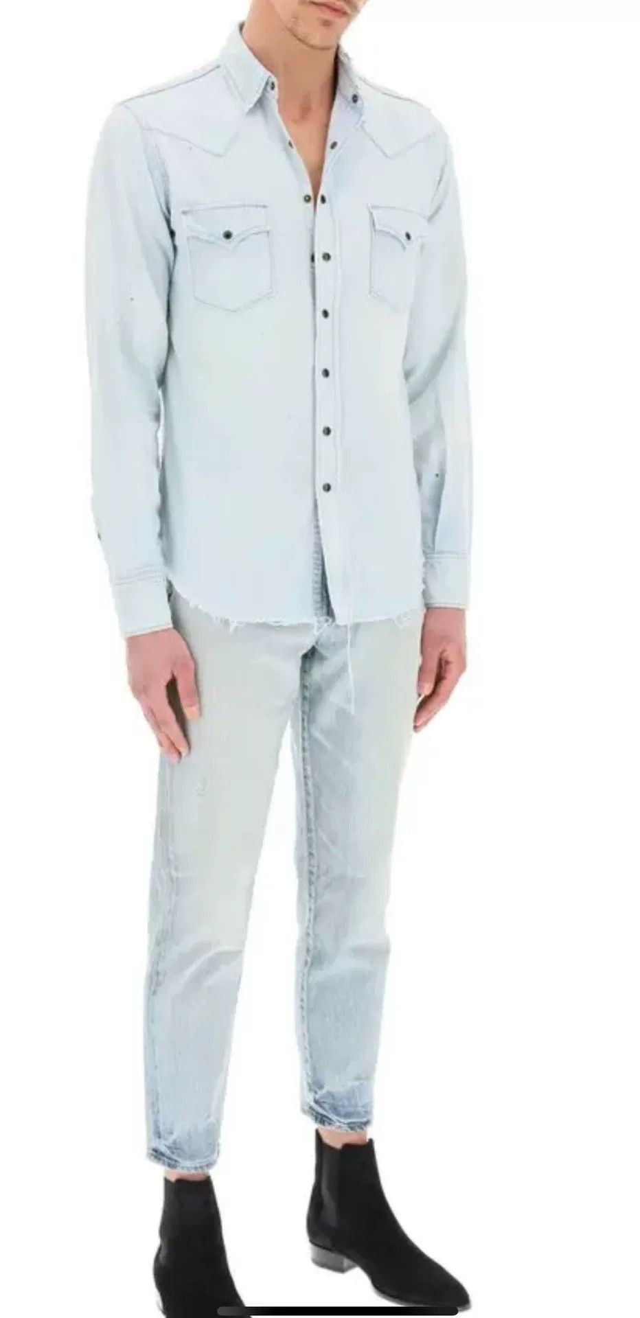 Saint Laurent Paris Saint Laurent Classic Western Denim Shirt Size US M / EU 48-50 / 2 - 1 Thumbnail