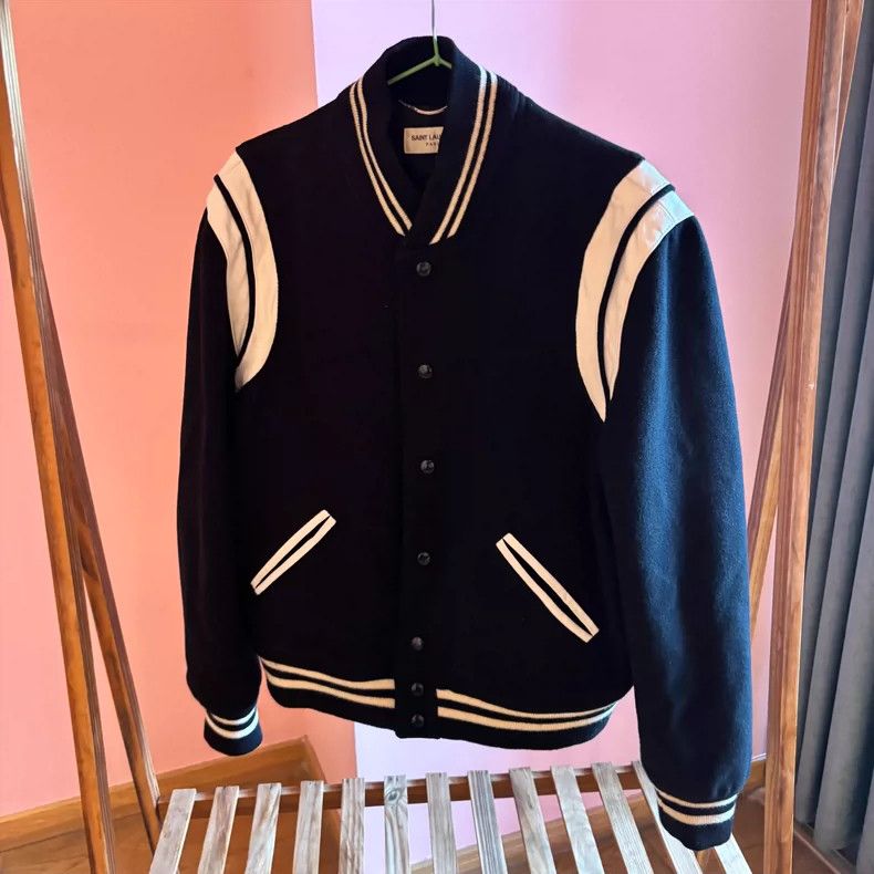 Yves Saint Laurent YSL Black and White Baseball Jacket Size US L / EU 52-54 / 3 - 1 Thumbnail