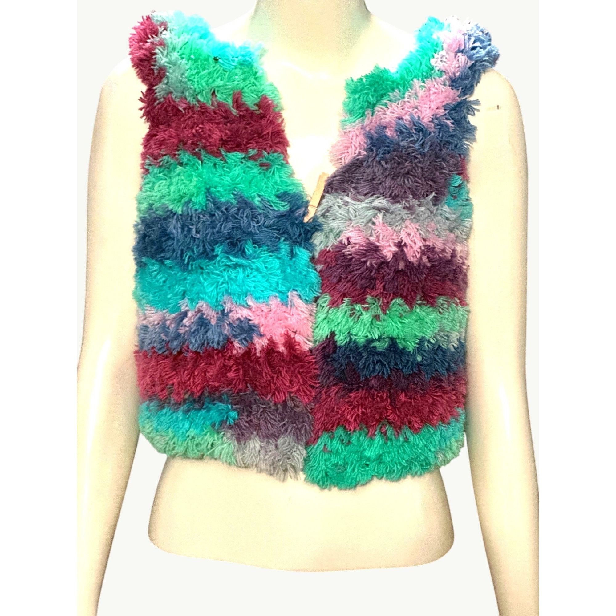 Other CCC Handmade Fluffy Striped Vest Soft Furry Texture Cozy Sle Size XS / US 0-2 / IT 36-38 - 1 Thumbnail