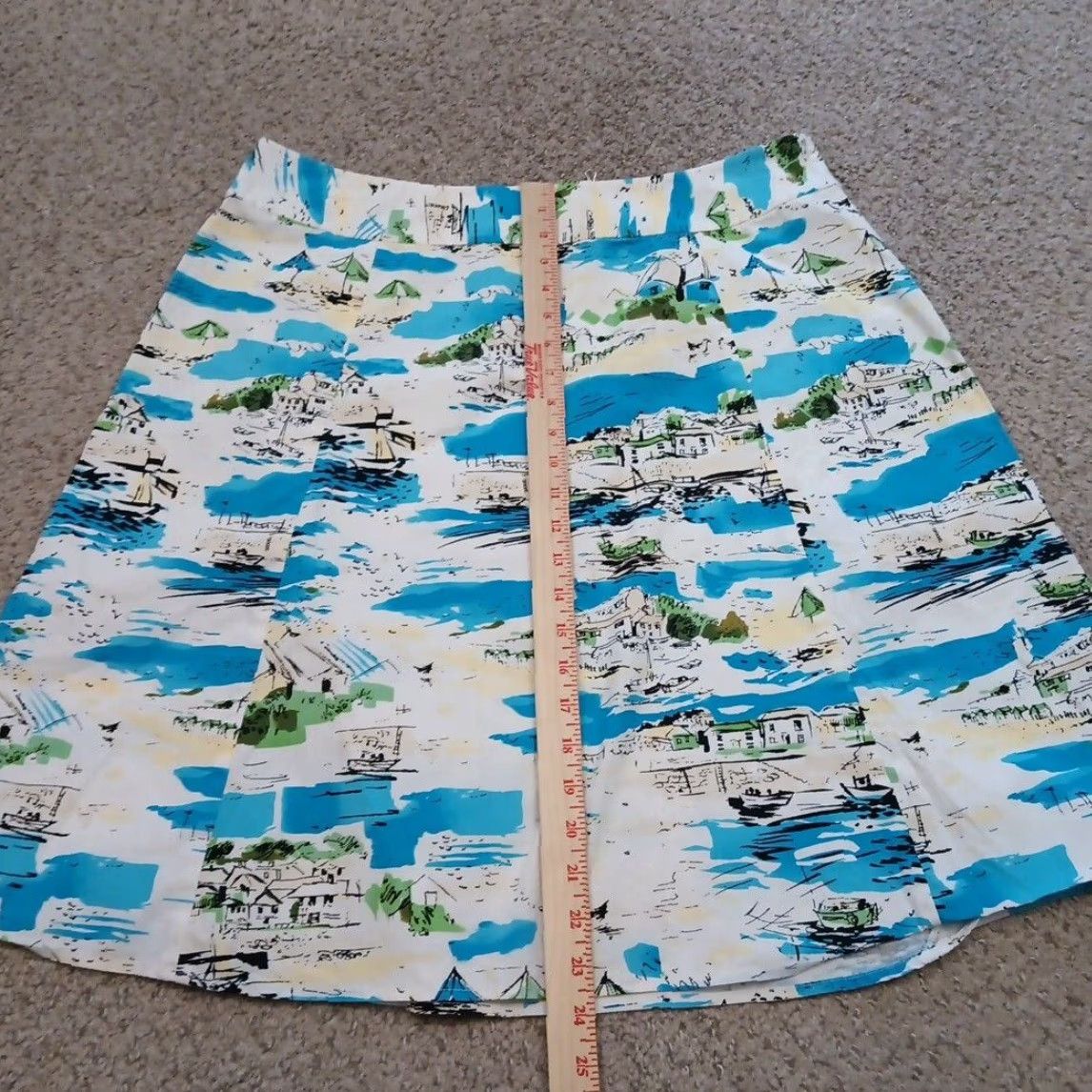 Madison Madison A-Line Skirt Women 16 Blue Knee Length Side Zip Cotton Blend Vintage No? Size 38" / US 16 / IT 52 - 4 Thumbnail