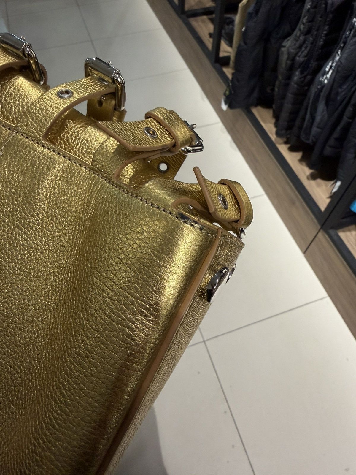 Giuseppe Zanotti Giuseppe Zanotti Gold Metallic leather Top Handle Bag logo Size ONE SIZE - 19 Thumbnail