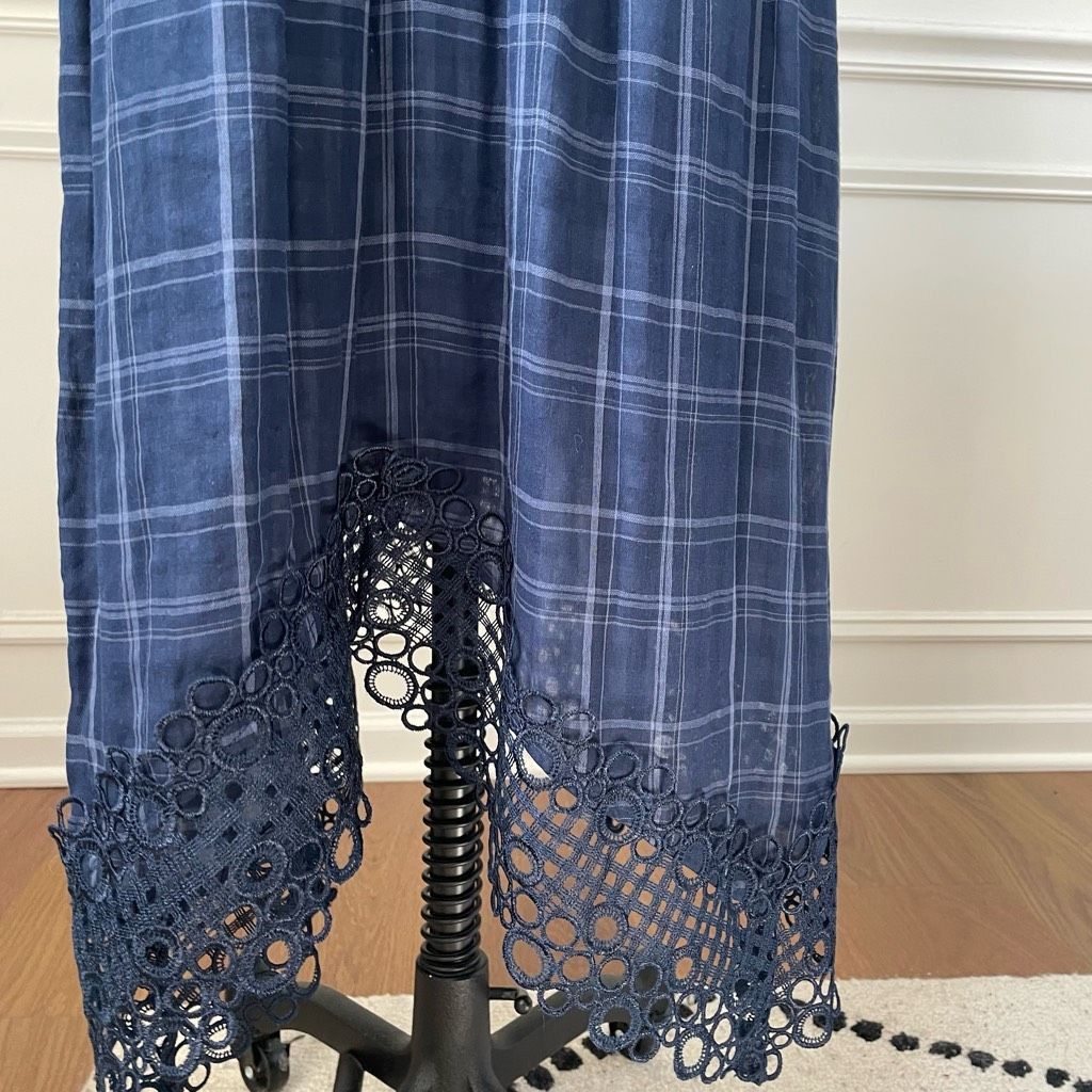 Anthropologie Anthropologie AKEMI + KIN Navy Blue Codie Plaid Handkerchief Size M / US 6-8 / IT 42-44 - 4 Thumbnail