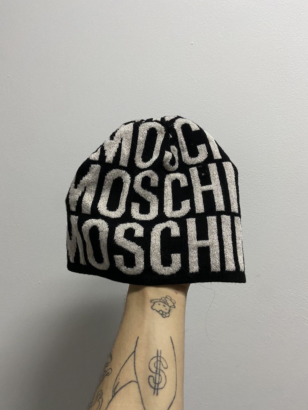 Moschino hat monogram logo overprint vintage